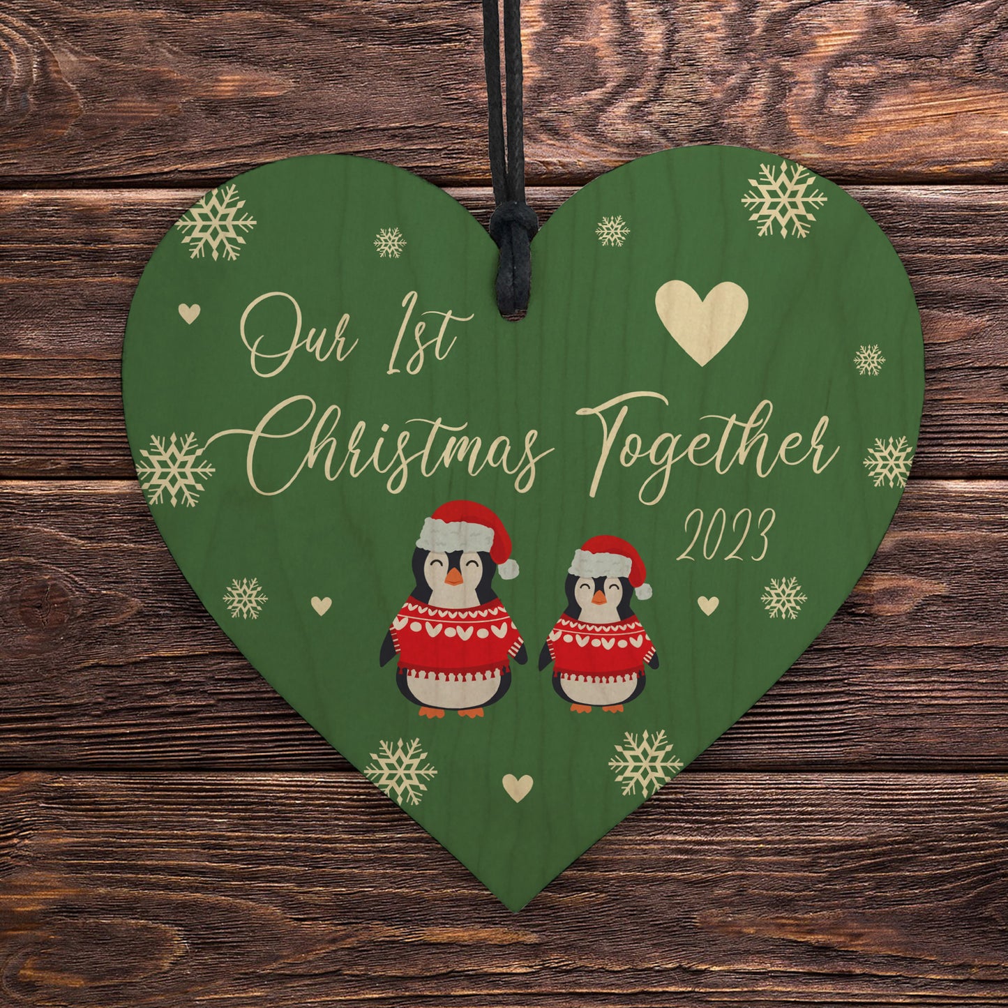 Our First Christmas Togther 2023 Christmas Wooden Heart Bauble