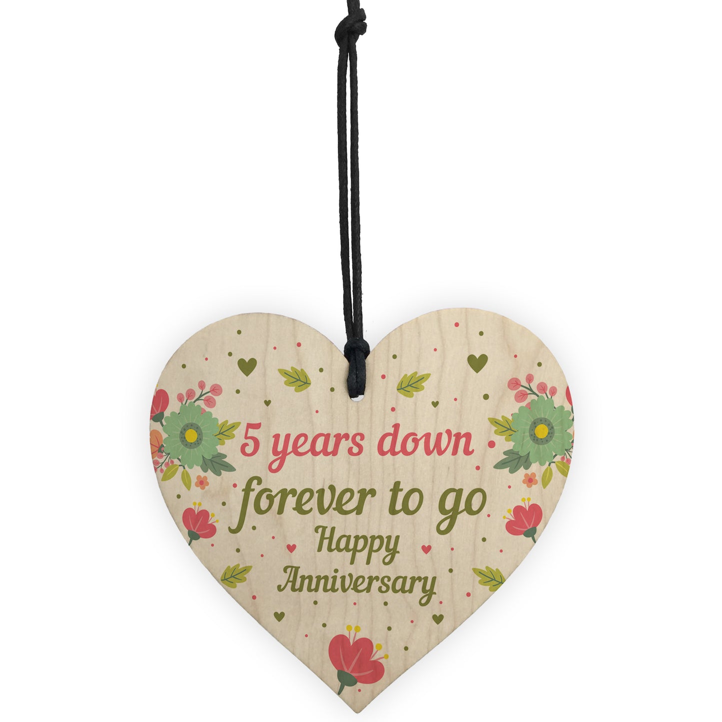 Funny 5th Wedding Anniversary Gift Wooden Heart Husband Wife