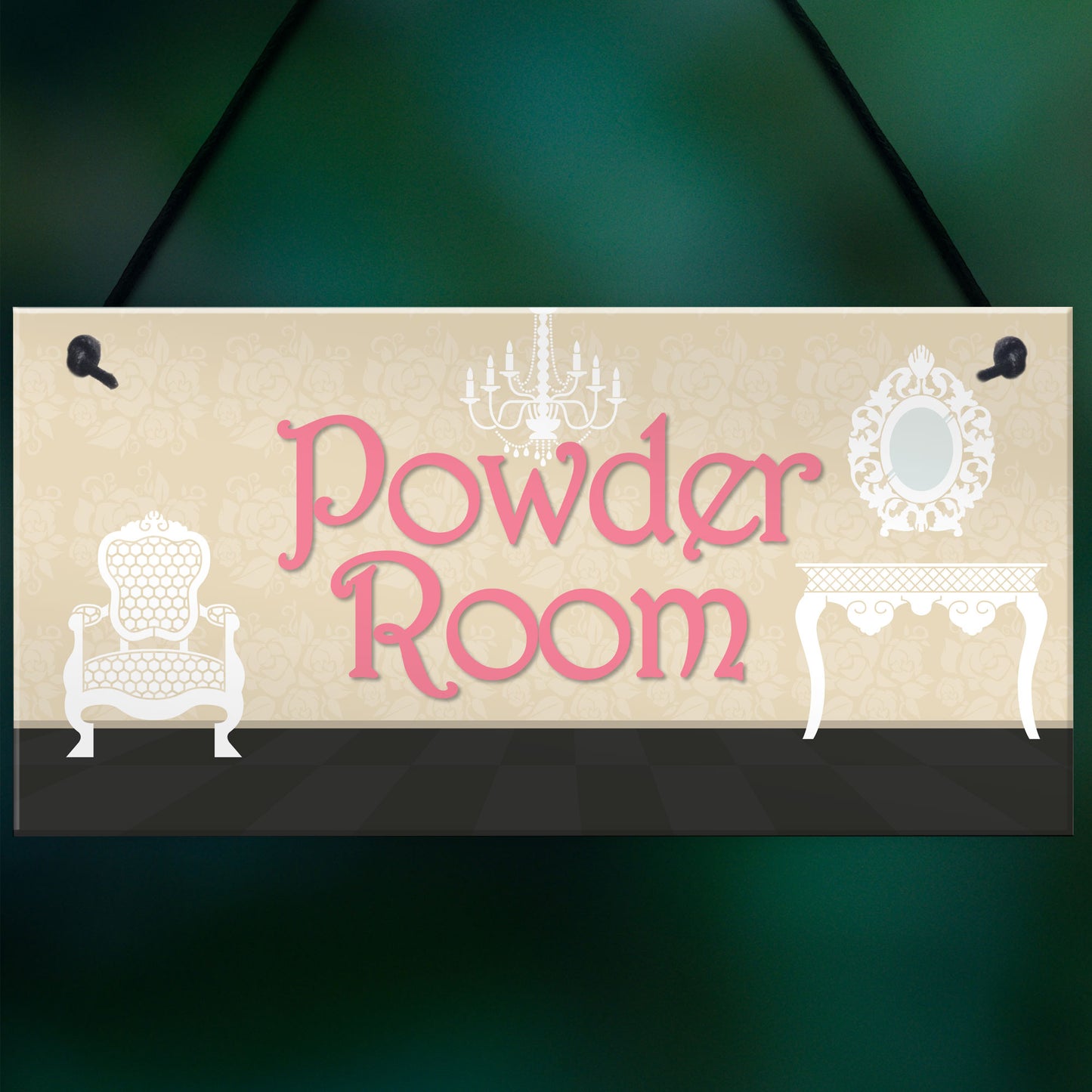 Powder Room Vintage Shabby French Chic Bathroom Hanging Plaque