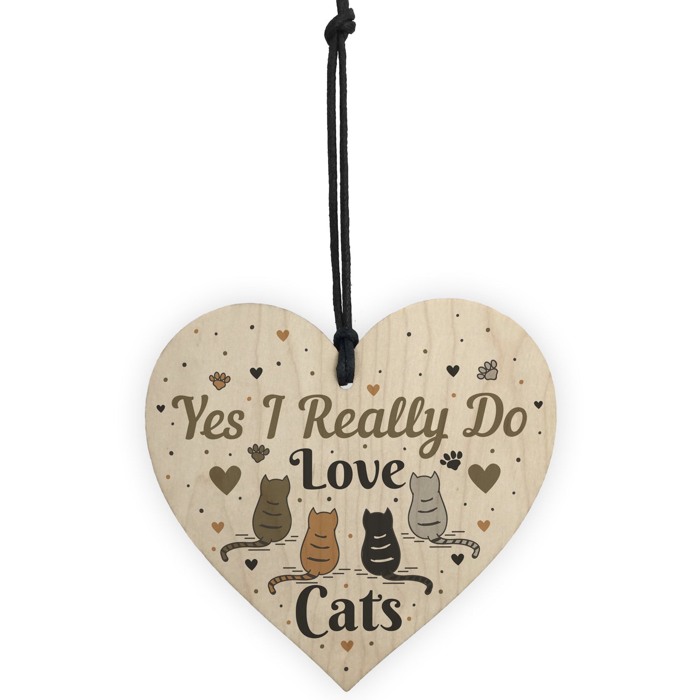 Funny Cat Sign For Home Wooden Heart Friendship Gift Pet Plaque