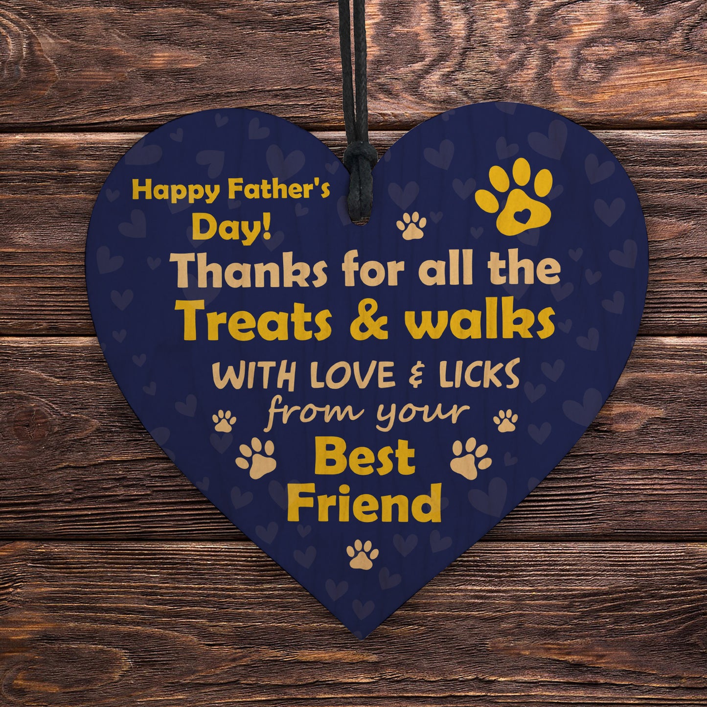Fathers Day Funny Gifts From The Dog Novelty Wooden Heart
