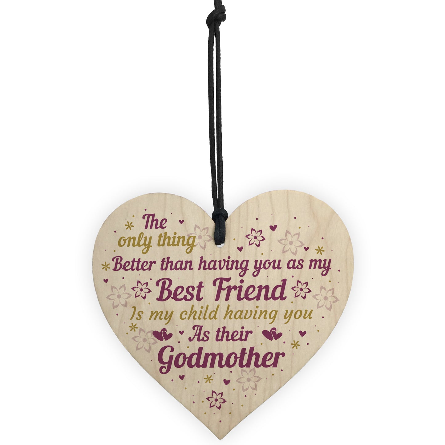 Best Friend Godmother Gifts Wooden Heart Plaque Thank You Friend
