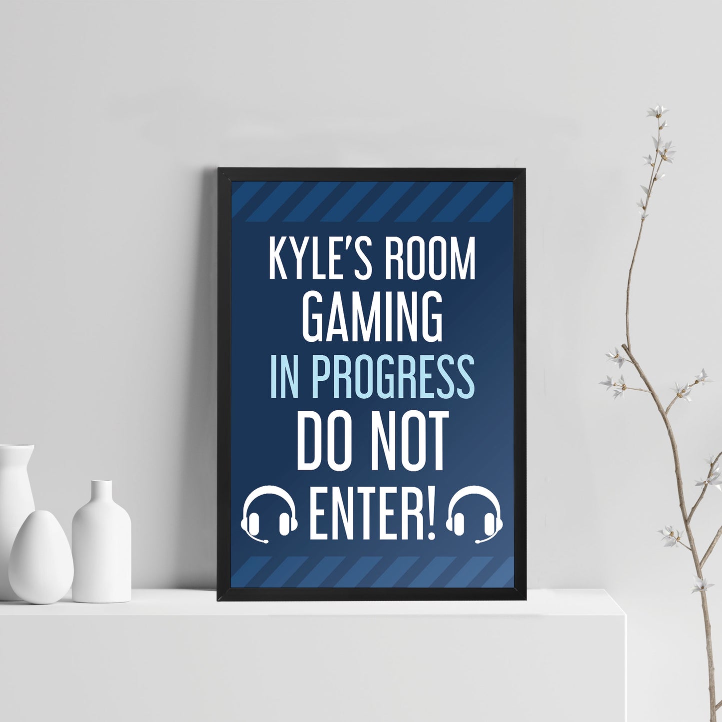 Boys Bedroom Sign Personalised Framed Gaming Print Funny Art