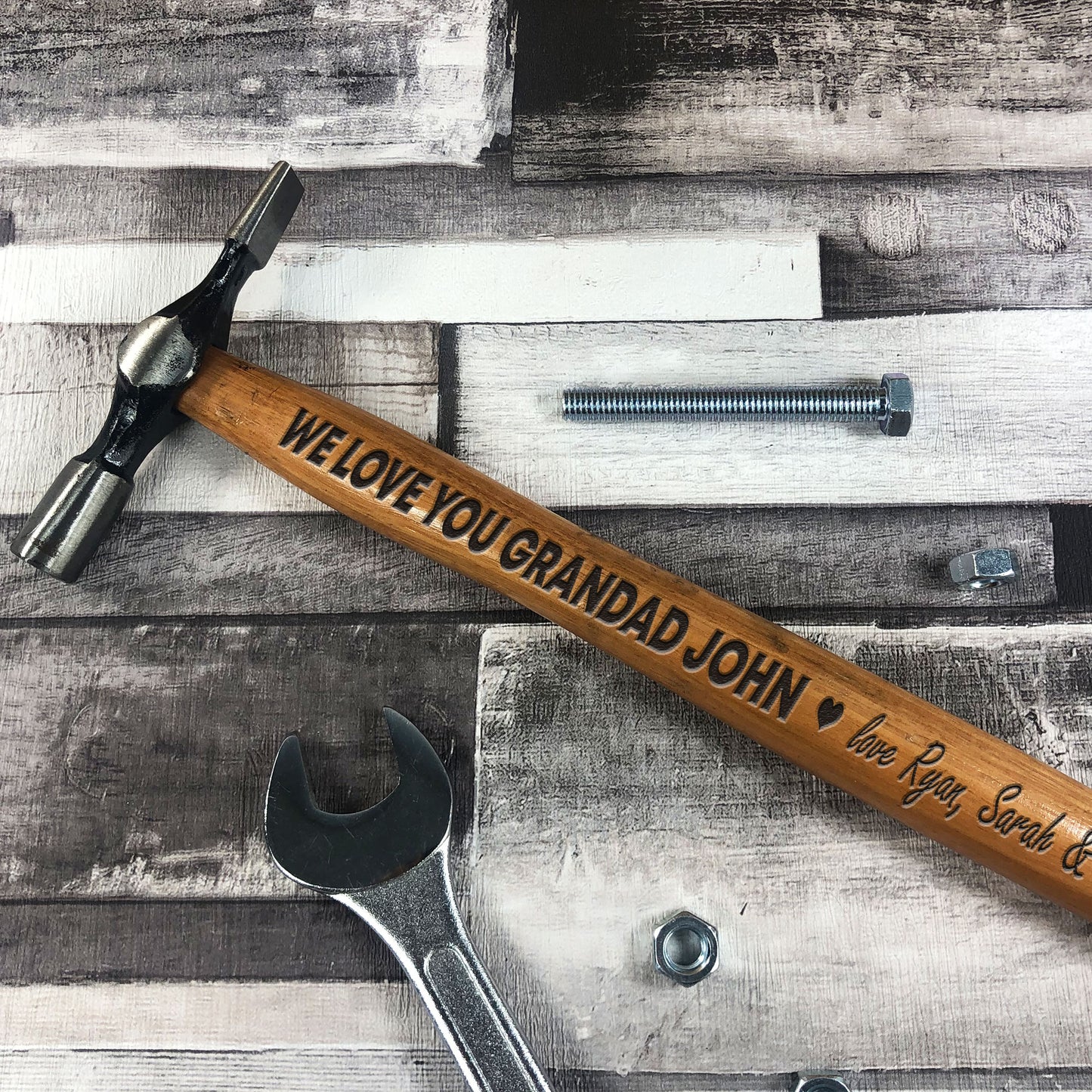 Personalised Hammer Engraved Gift For Grandad Birthday Thank You