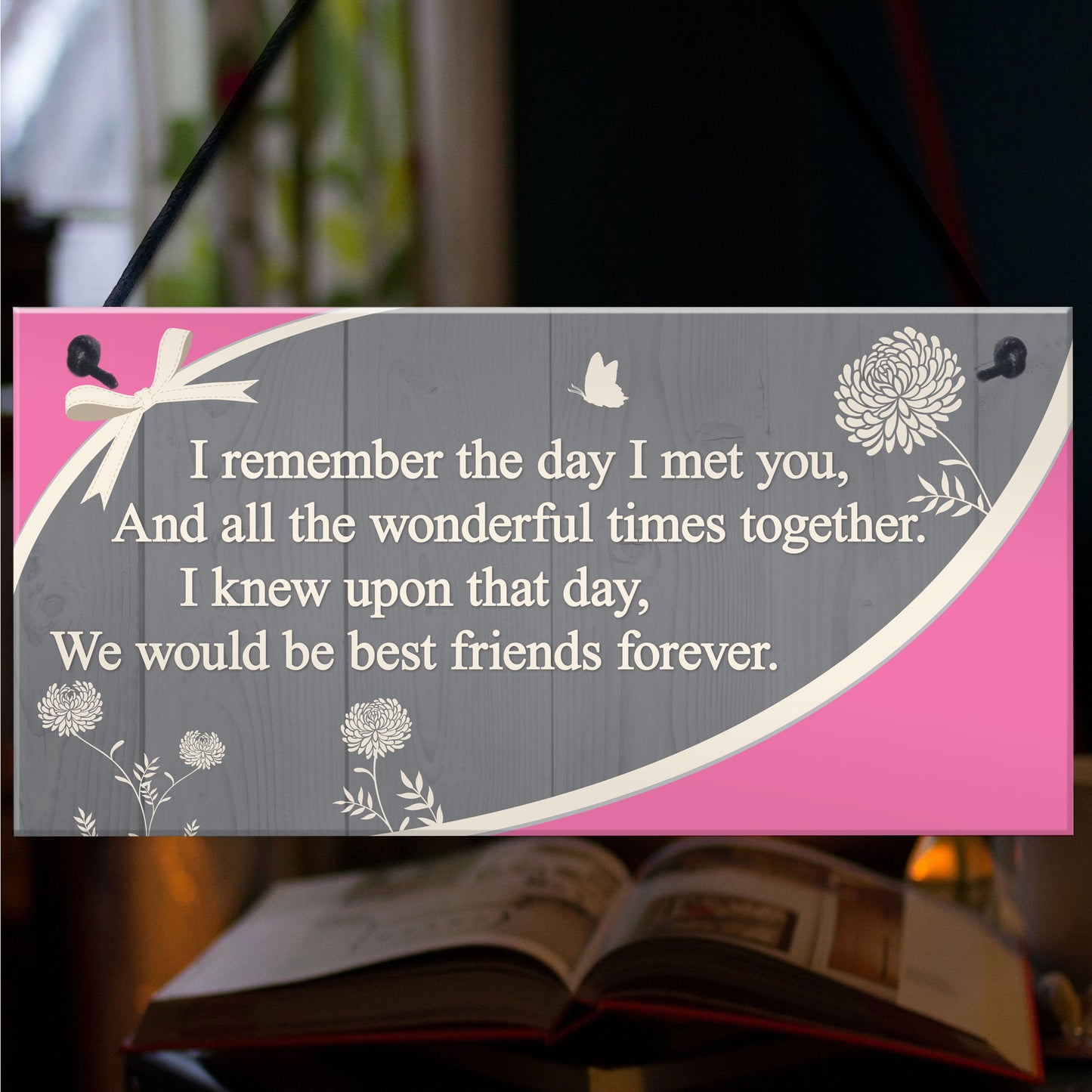 Friendship Sign Wood Hanging Heart Best Friend Plaque Thank You