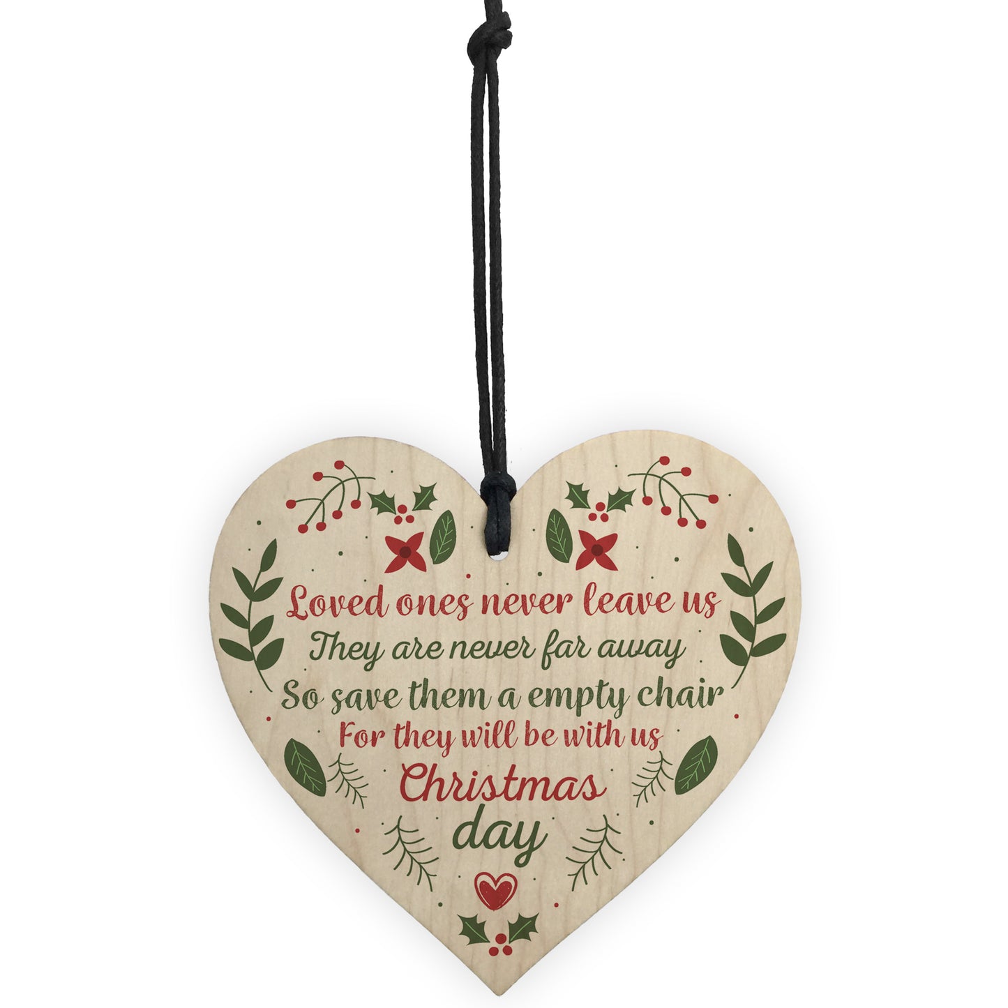 In Memory Memorial Christmas Tree Decoration Wood Heart Sign