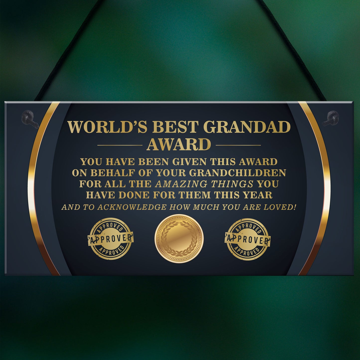 BEST GRANDAD AWARD Grandad Sign Fathers Day Gift From Grandchild