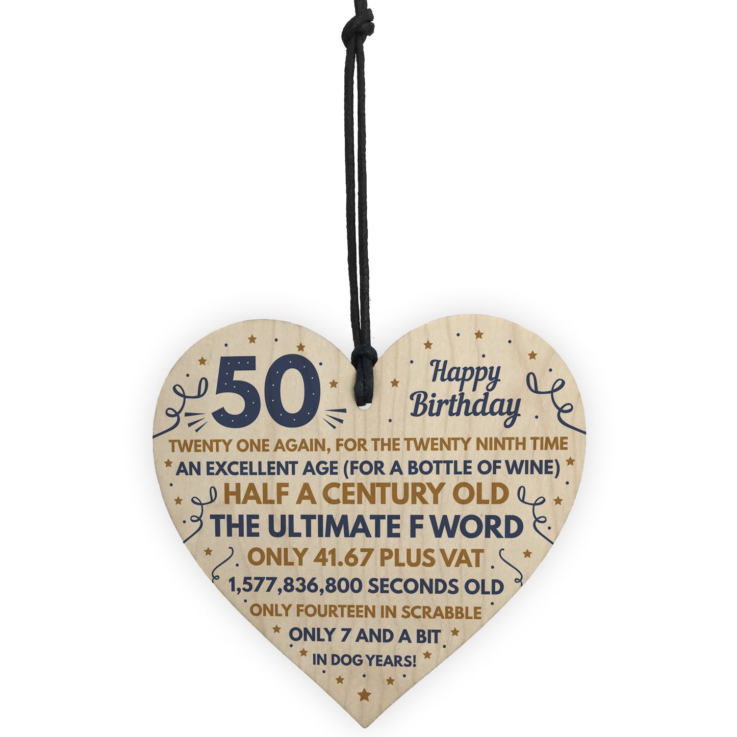 Funny 50th Birthday Gifts For Men Women Wooden Heart Decoration