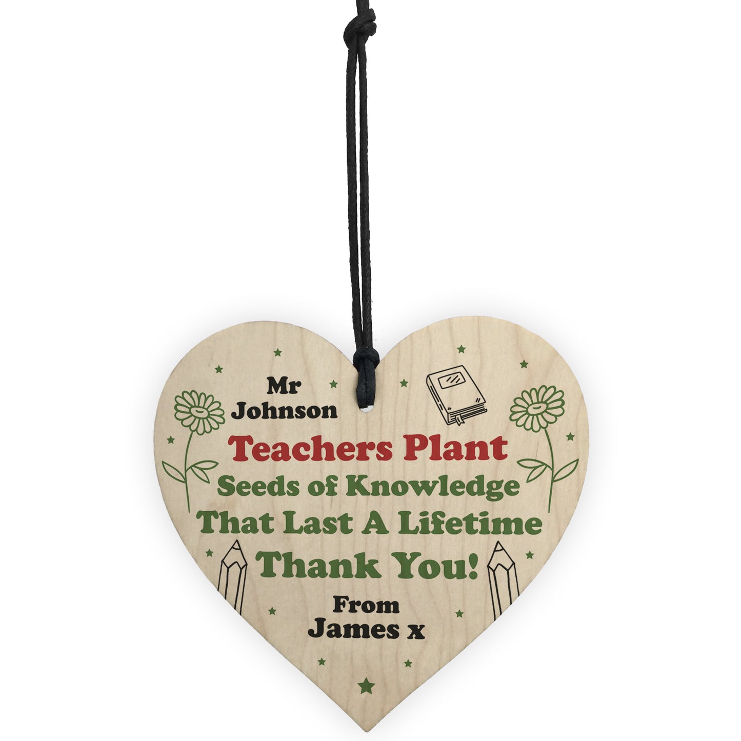 Personalised Teacher Heart Plaque Thank You Gifts for Assistant