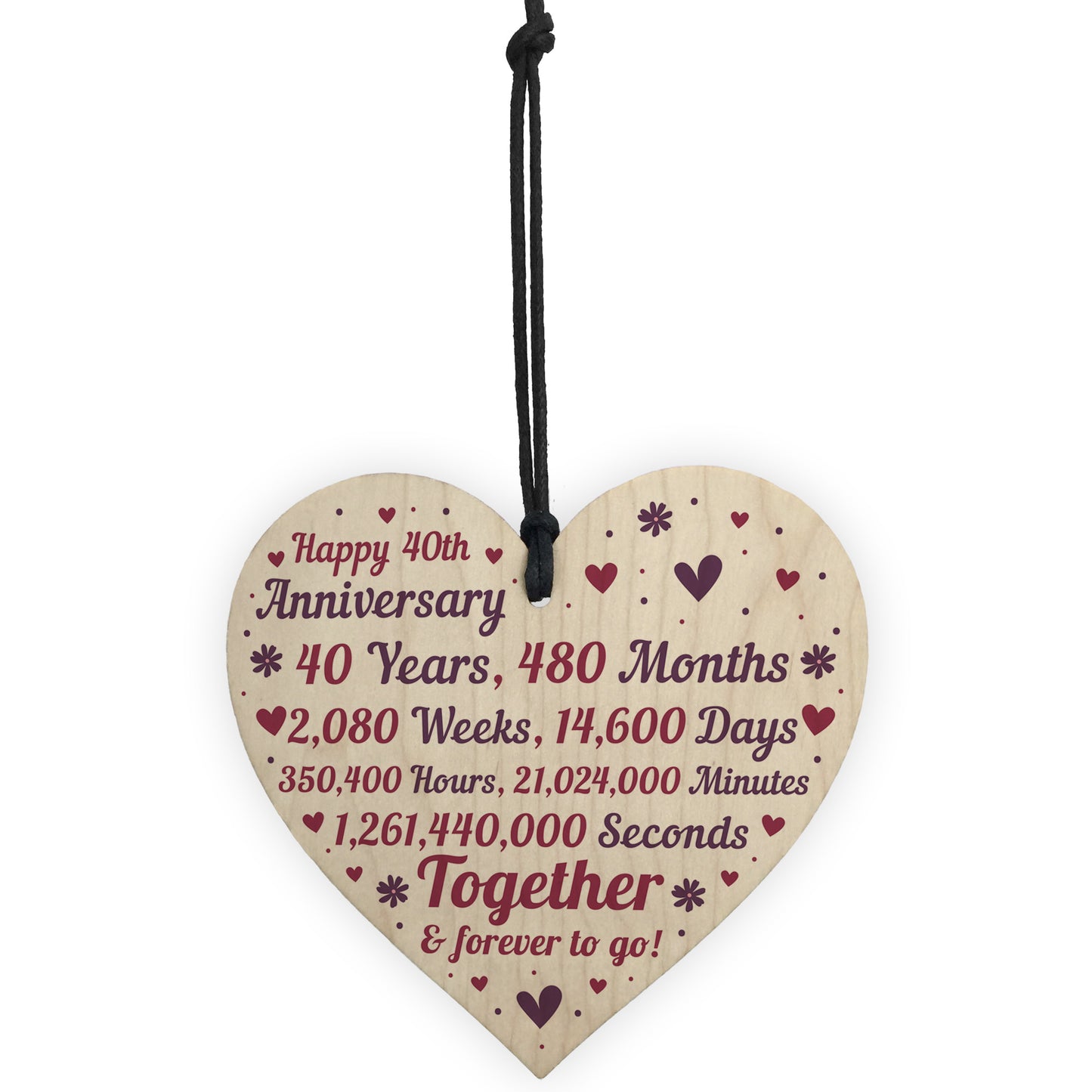 Anniversary Wooden Heart To Celebrate 40th Wedding Anniversary