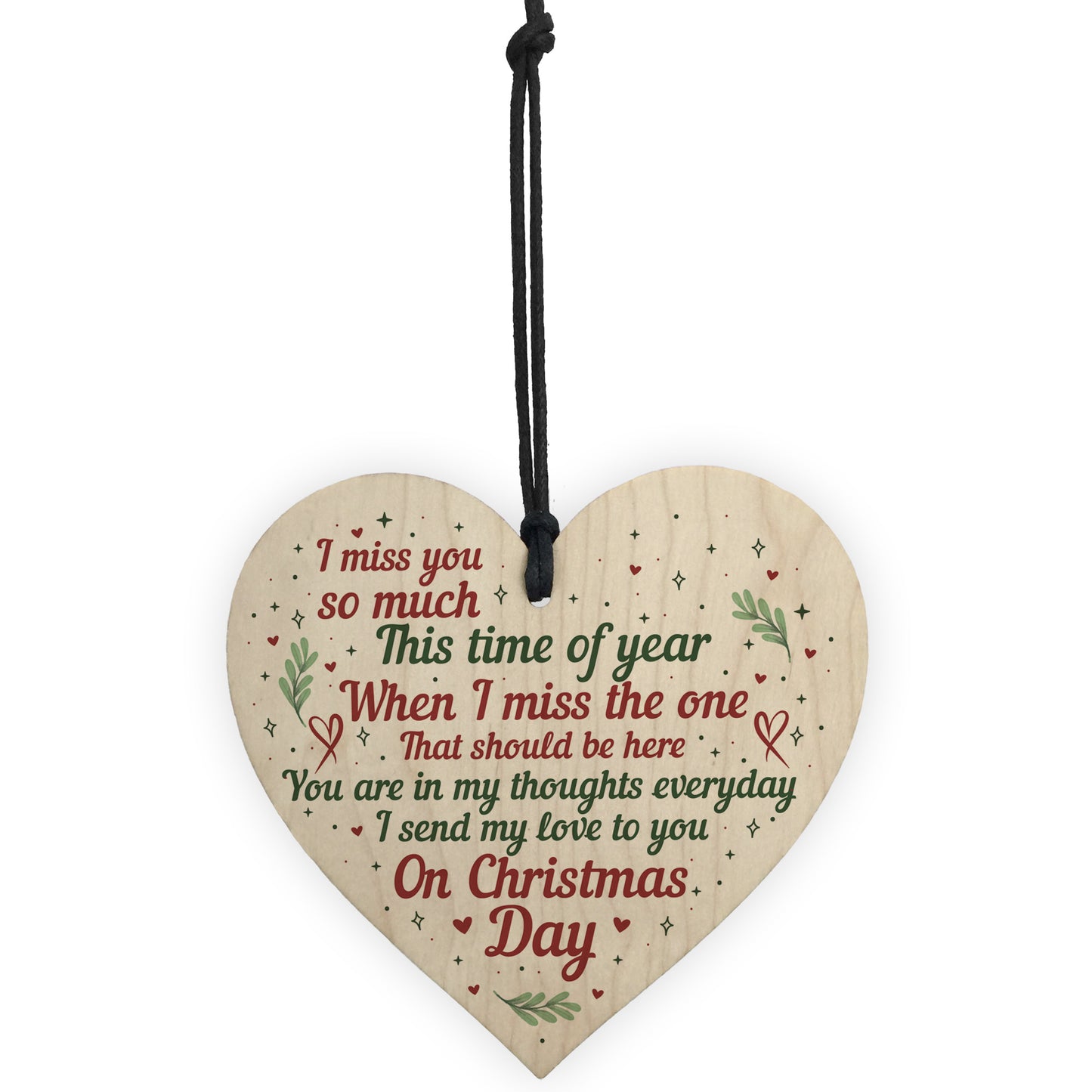 Christmas Miss You Memorial Wooden Bauble Tree Decoration Sign