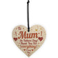 Fathers Day Card For Mum Novelty Wooden Heart Gift For Mum