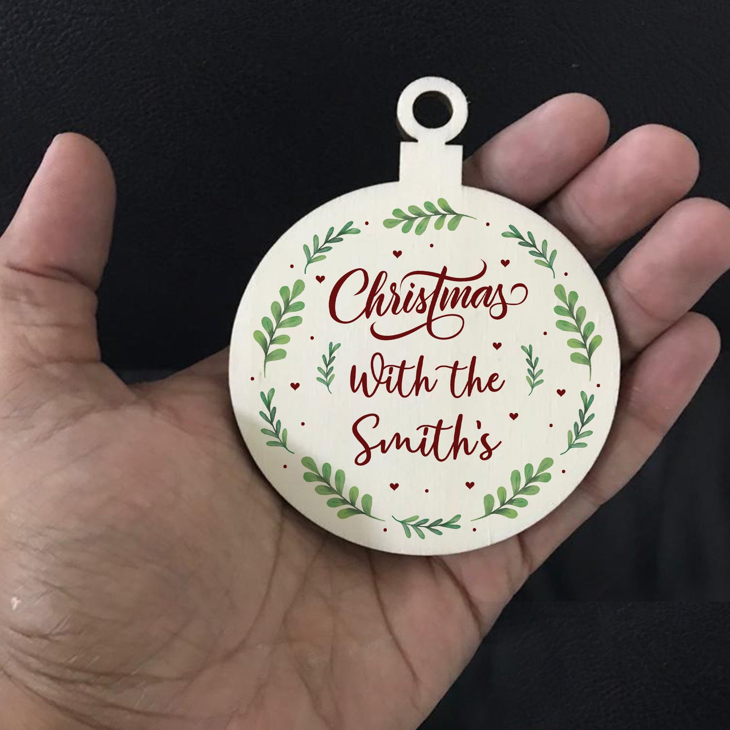 Personalised Wooden Christmas Tree Decoration Family Bauble