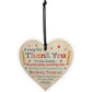 THANK YOU Gift For Nursery Teacher Hanging Wood Heart Leaving