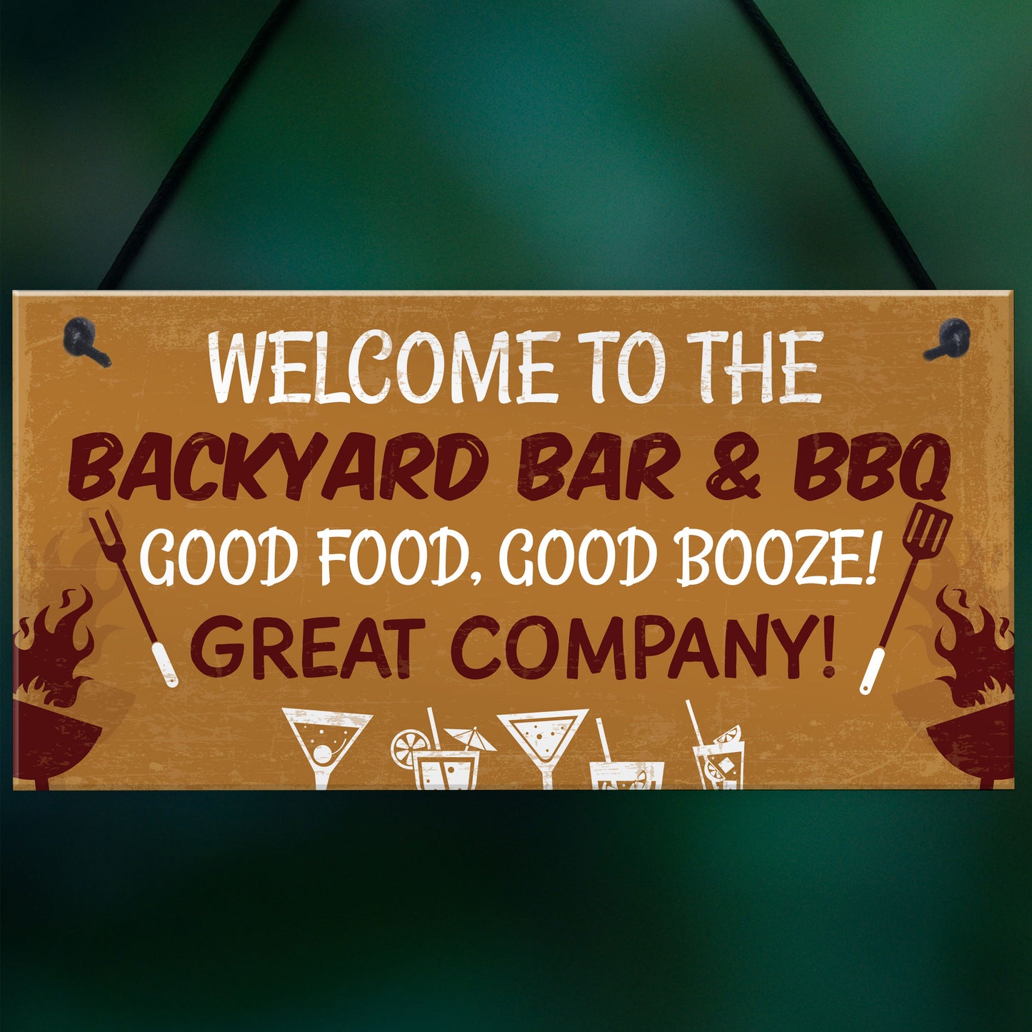 Backyard Bar Sign Garden Sign BBQ Alcohol Man Cave Vintage Sign
