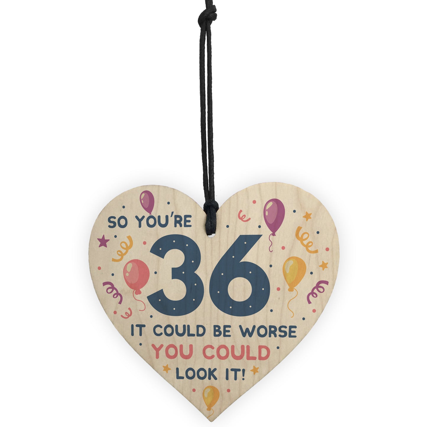Novelty 36th Birthday Gifts Wood Heart Sign Funny Present