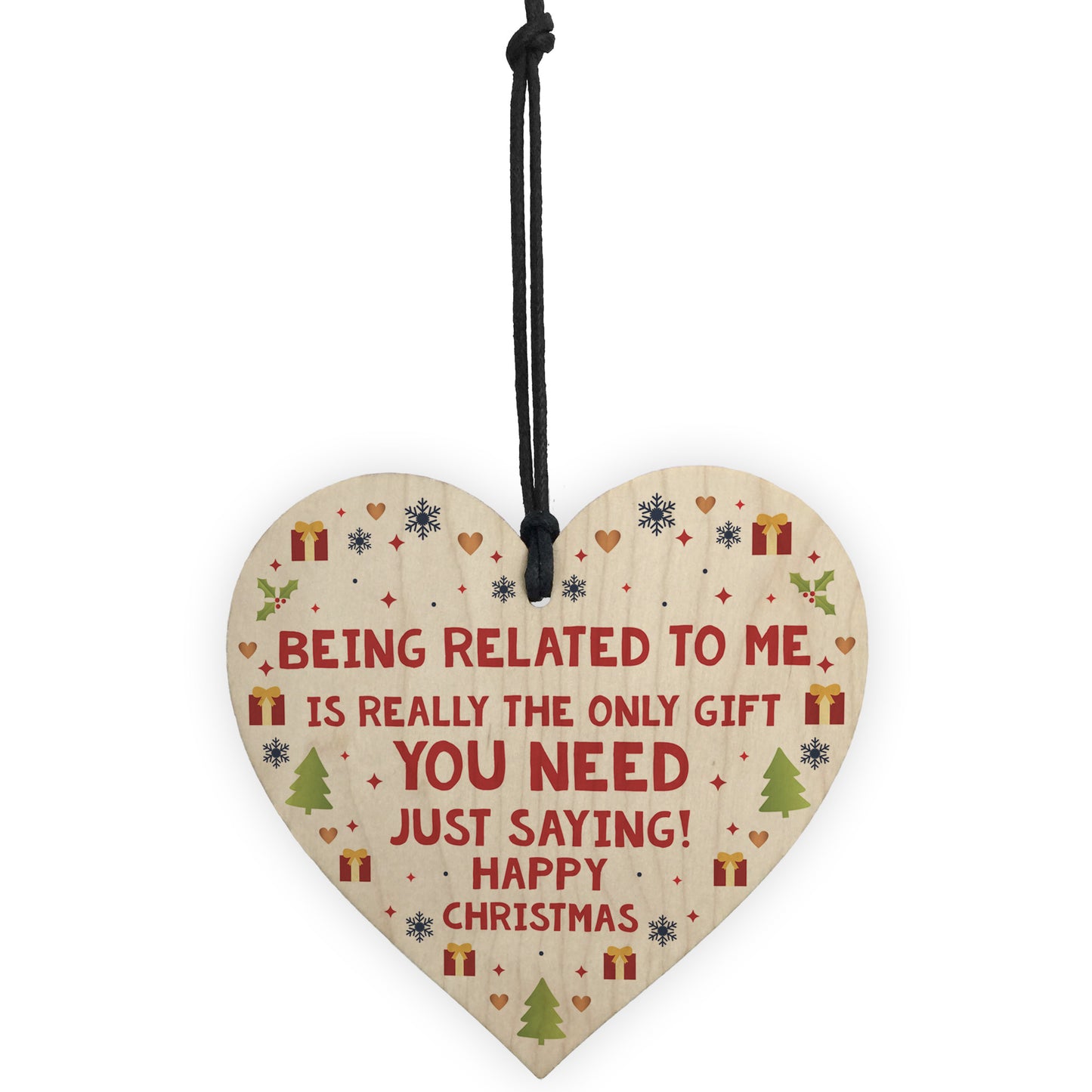 Christmas Gift For Mum Dad Brother Sister Wood Heart Xmas Gift