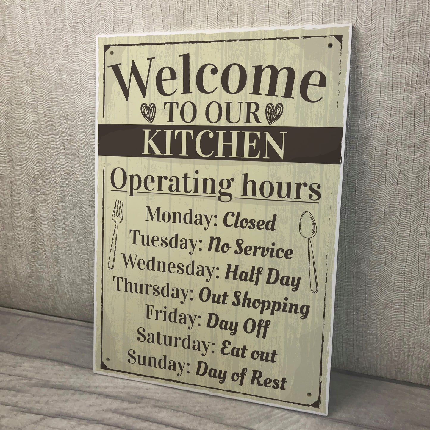 Kitchen Sign Humorous Plaque Vintage Retro Wall Shabby Chic