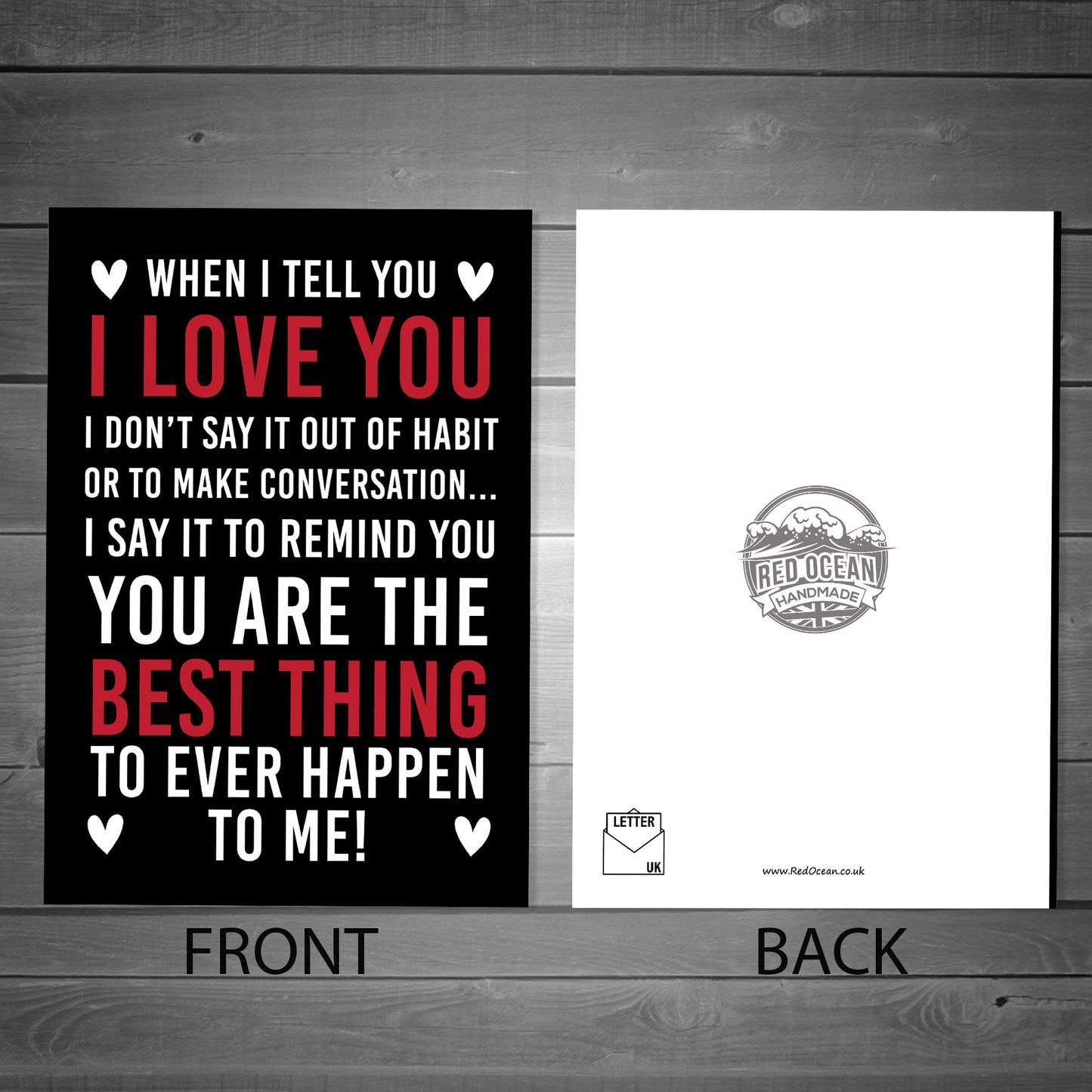 Anniversary Birthday Card and Wooden Heart Gift for Husband Wife
