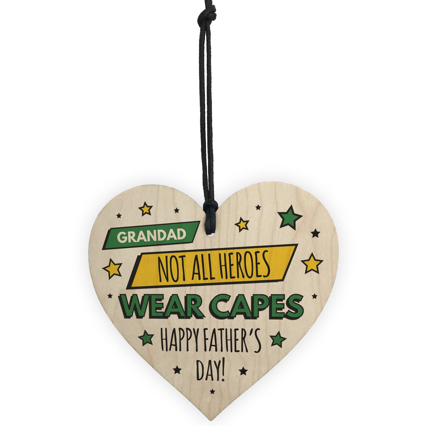 Grandad Gifts For Fathers Day Wood Heart Superhero Theme