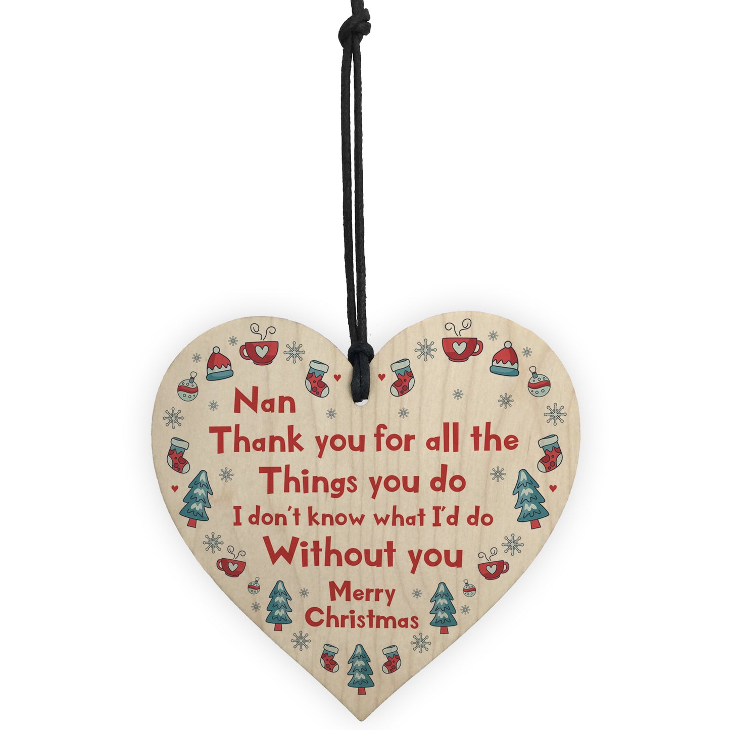 Christmas Nan Gifts Hanging Wooden Tree Decoration Gifts