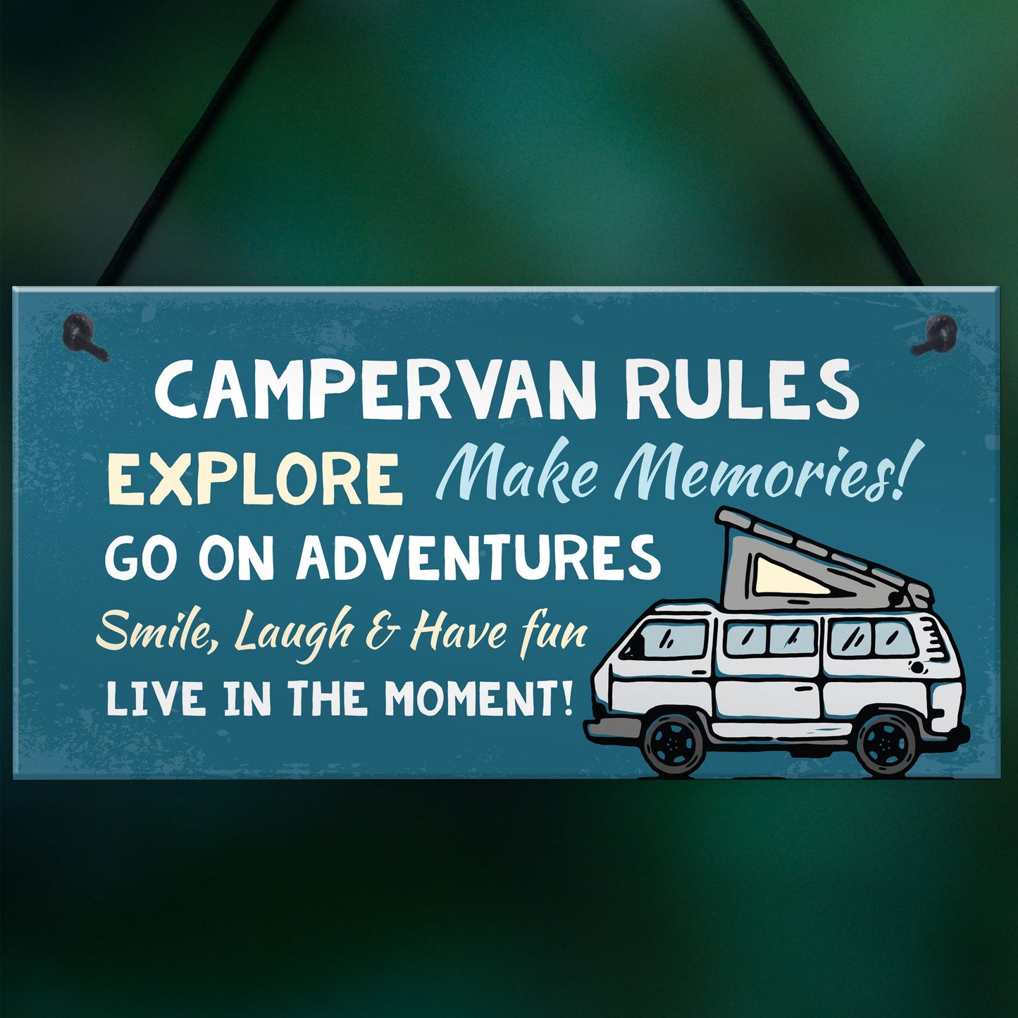 Campervan Rules Sign Hanging Door Plaque Caravan Sign Holiday