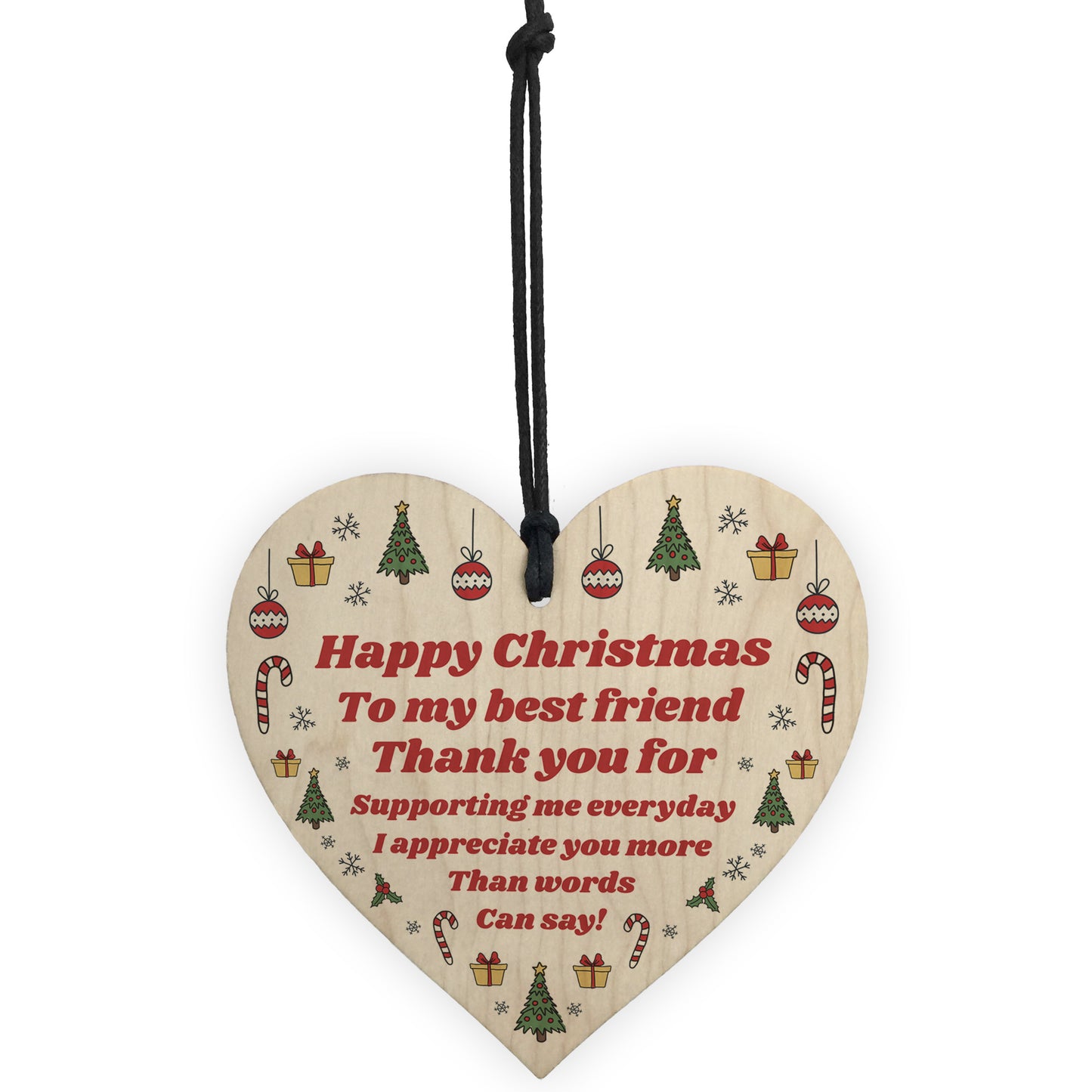 Christmas Gift For Best Friend Wood Heart Novelty Friendship