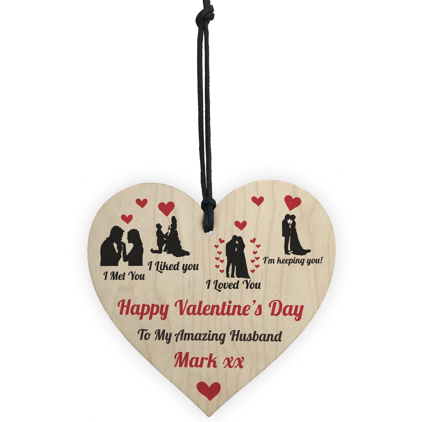 Personalised Valentines Day Gift For Husband Wood Heart Husband