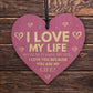 Anniversary Gift Love My Life Wooden Heart I Love You Gift