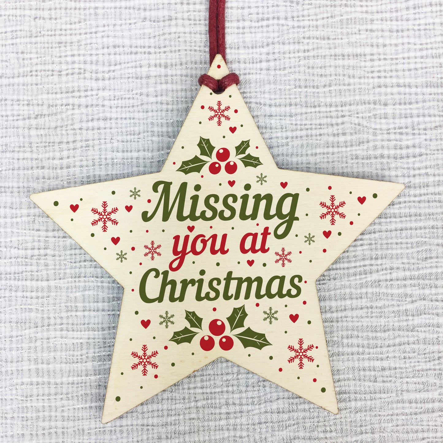 Christmas Memorial Gift For MUM DAD NAN Wooden Star Decoration