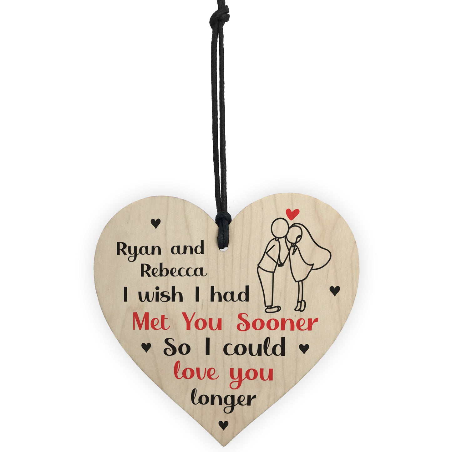 Valentines Day Anniversary Personalised Gift Idea Wooden Heart
