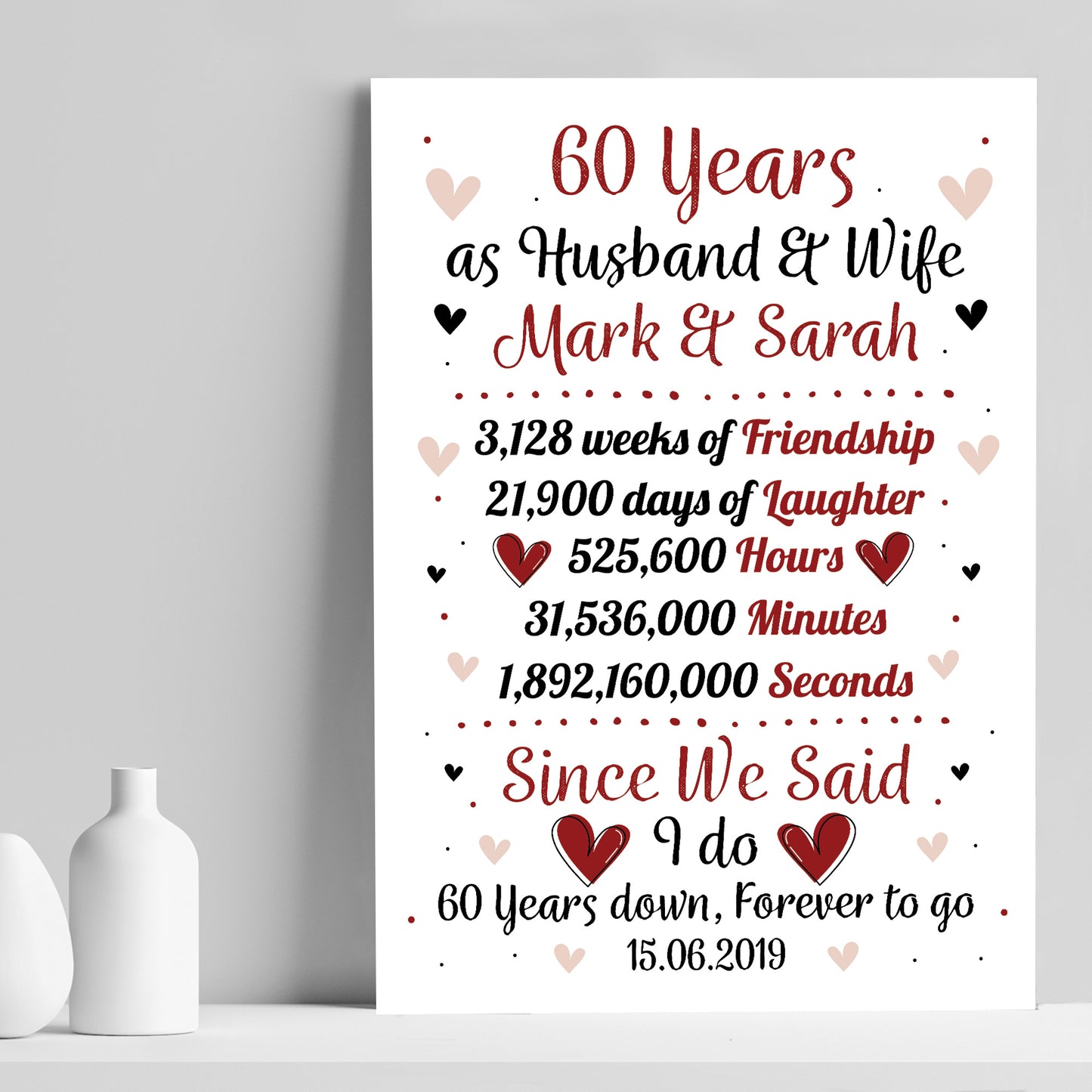 Personalised 60th Wedding Gift Print 60th Anniversary Husband