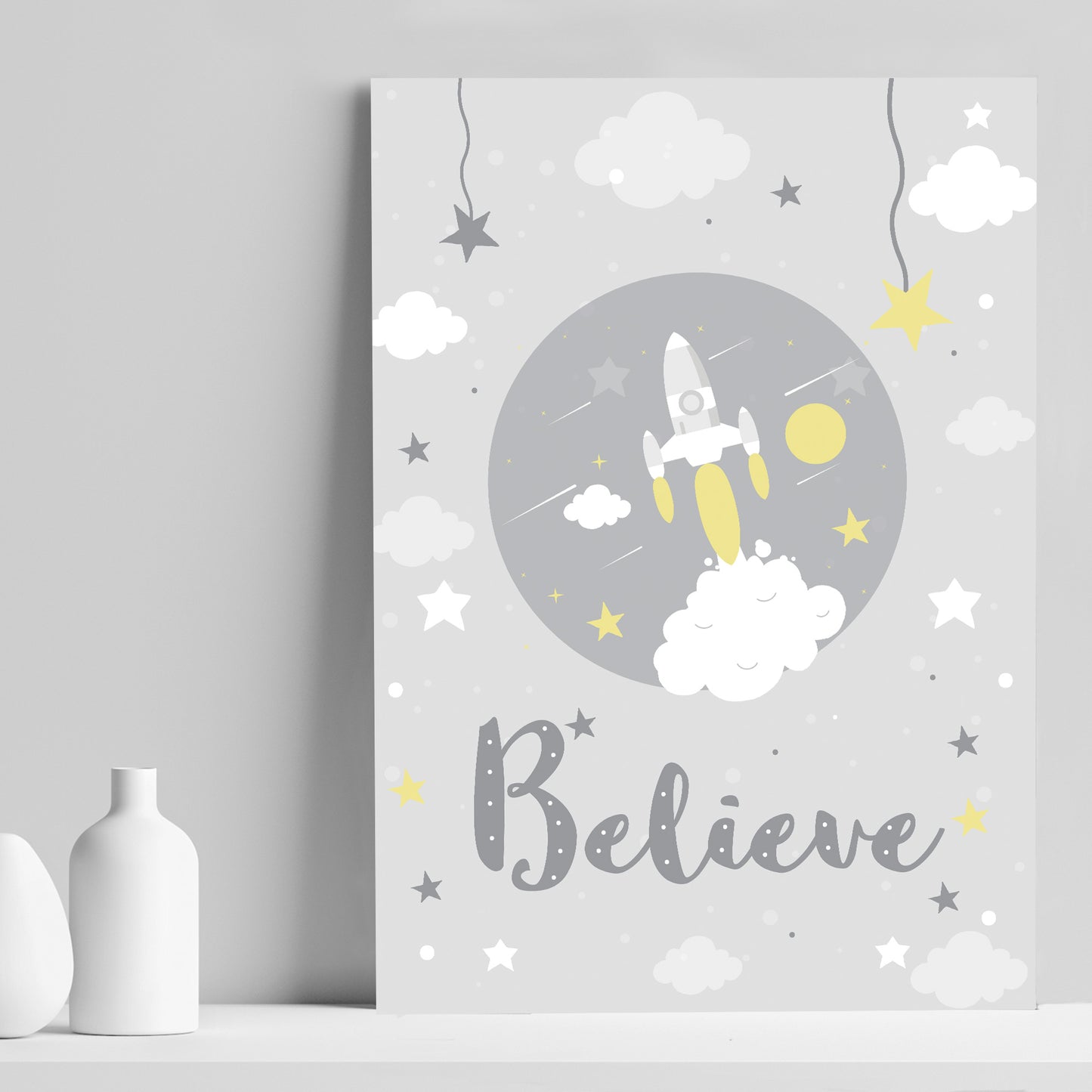 Cute Nursery Print For Boy Bedroom Nursery Believe Quote Print