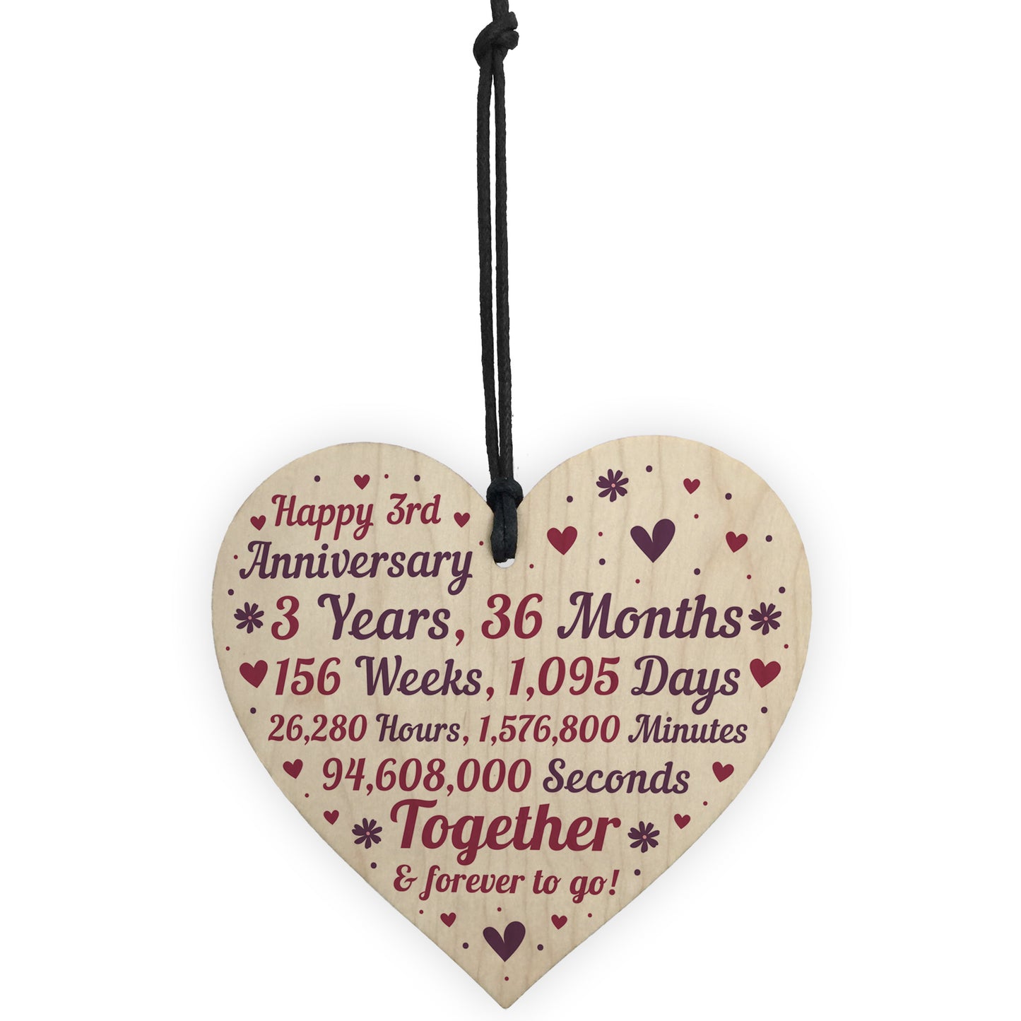 Anniversary Wooden Heart To Celebrate 3rd Wedding Anniversary
