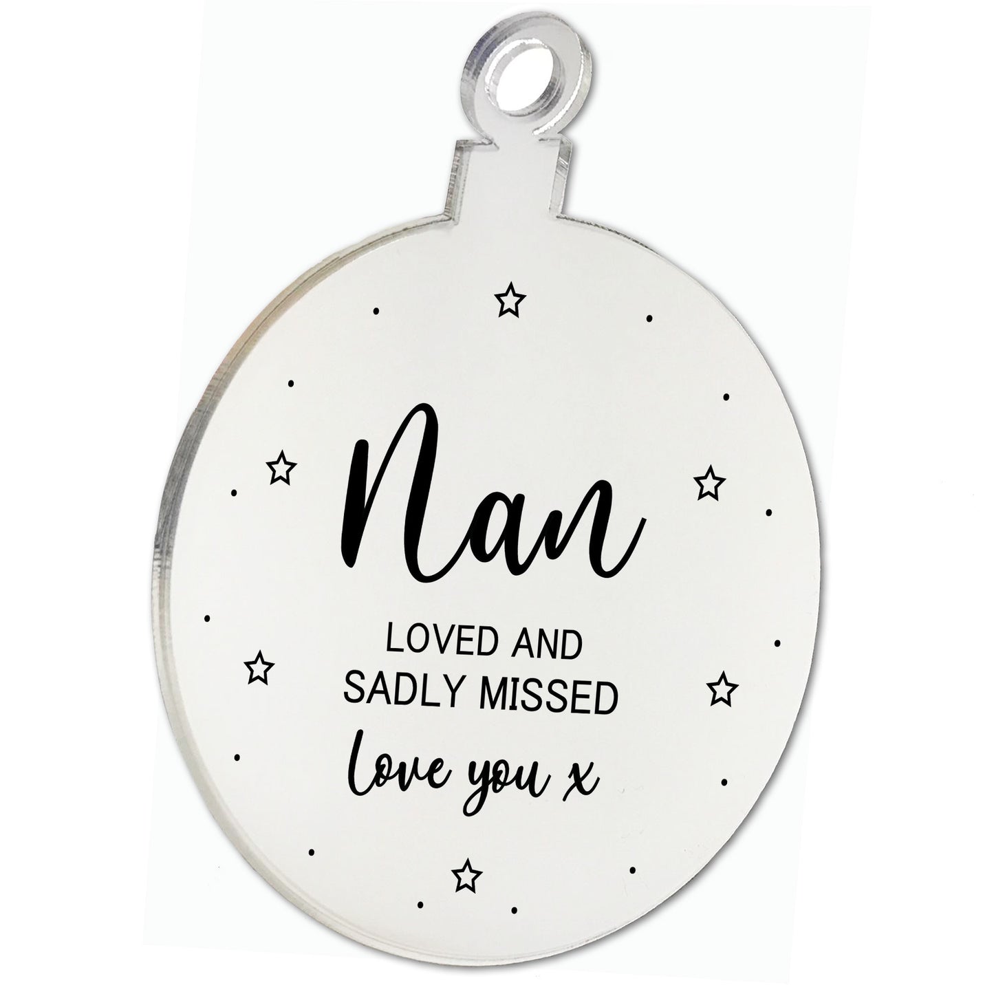 Nan Memorial Gift Engraved Hanging Bauble In Memory Plaque