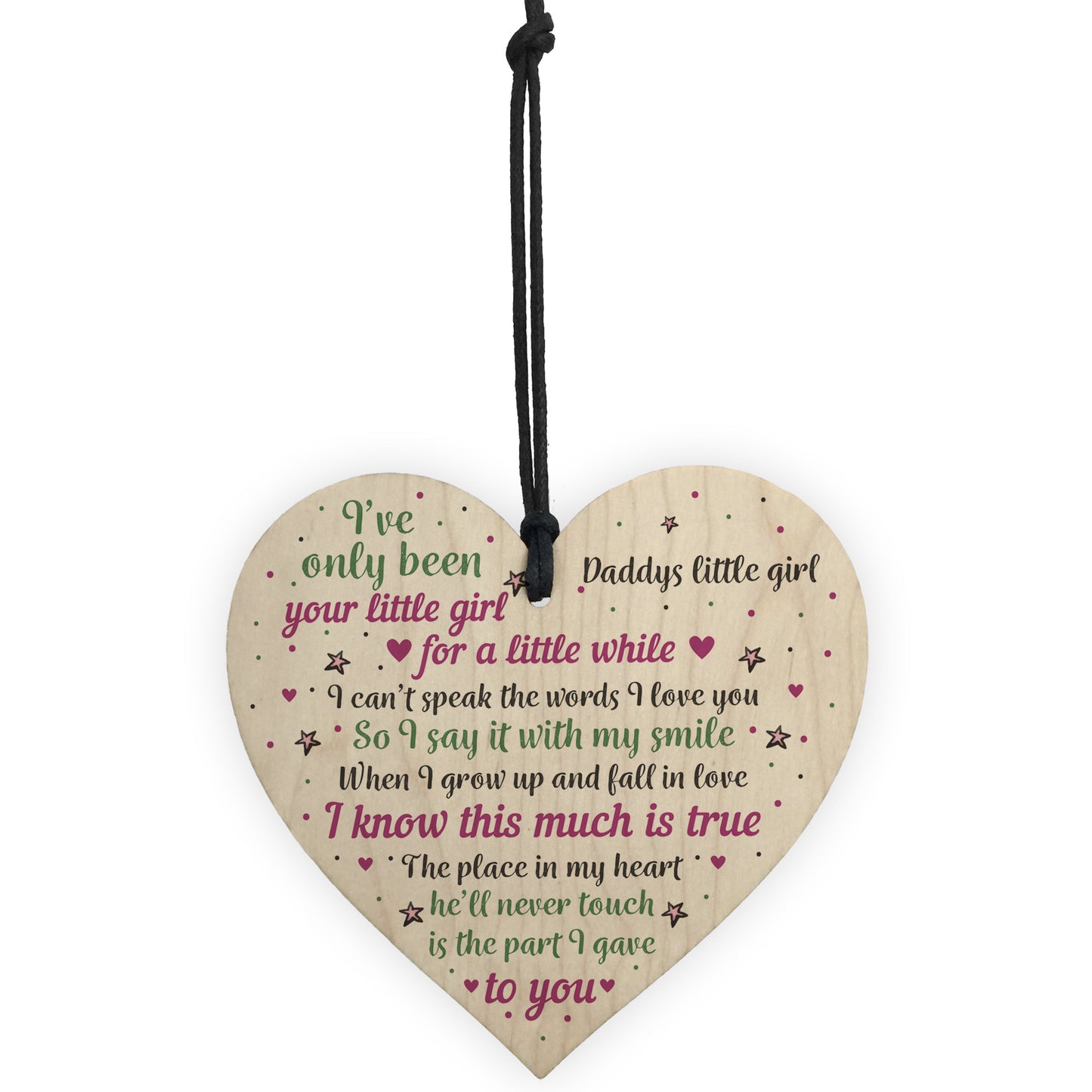 Daddy's Litlle Girl Heart FATHERS DAY Christmas Birthday Gifts