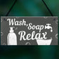 Bathroom Sign Relax Toilet Loo Hanging Wall Door Modern Gift