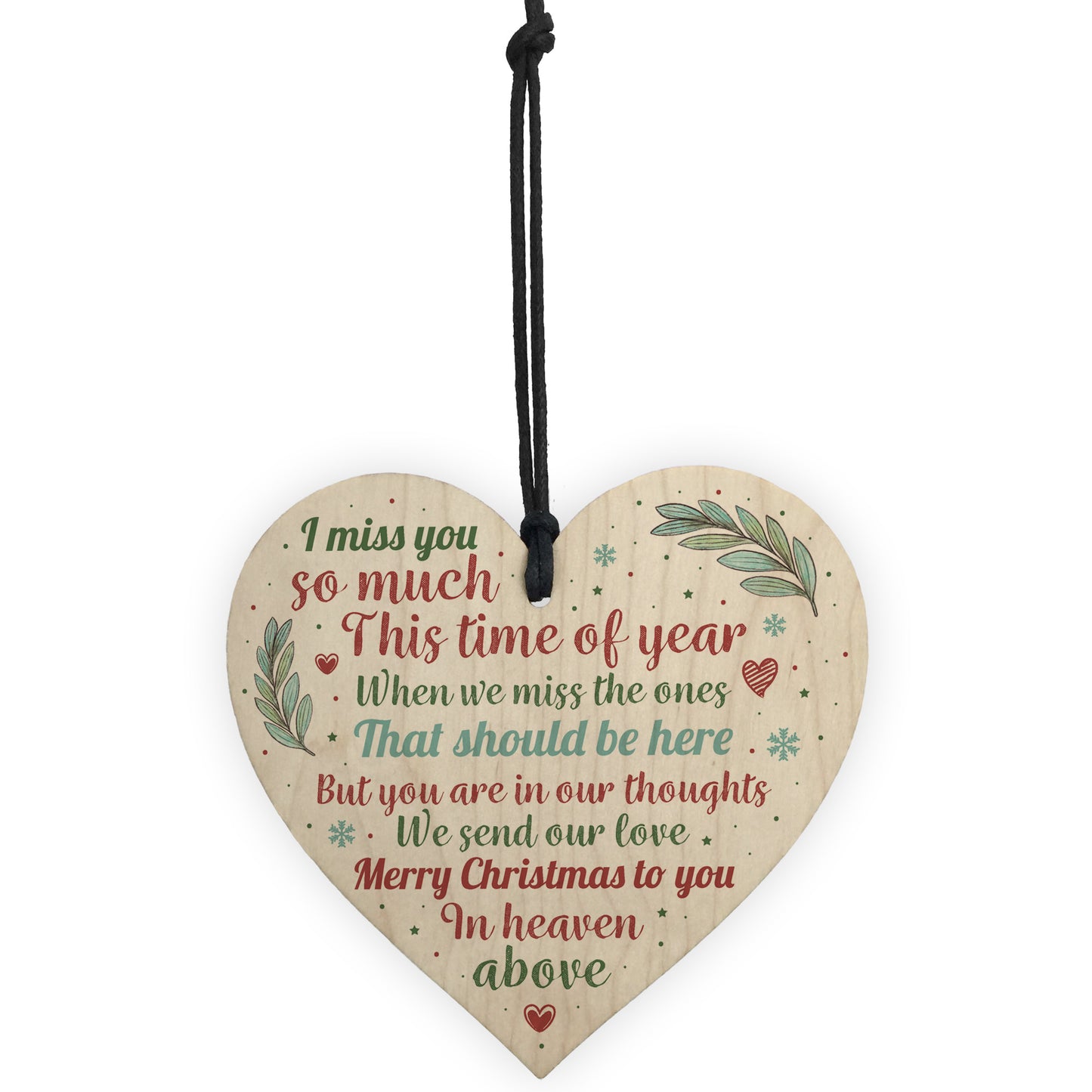 Memorial Christmas Tree Decoration Wooden Heart Plaque Gifts
