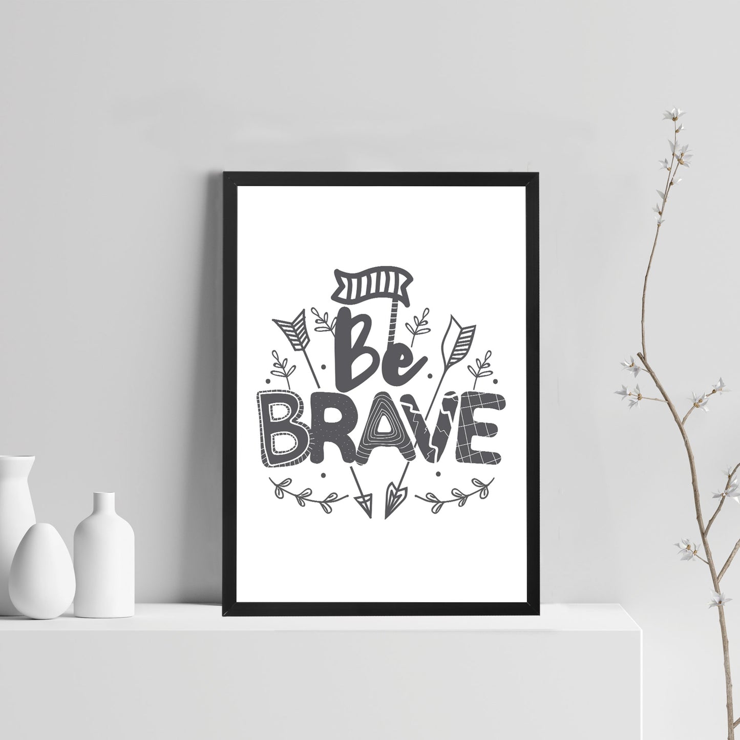 White Grey Nursery Framed Art Prints / Baby Room Decor Pictures