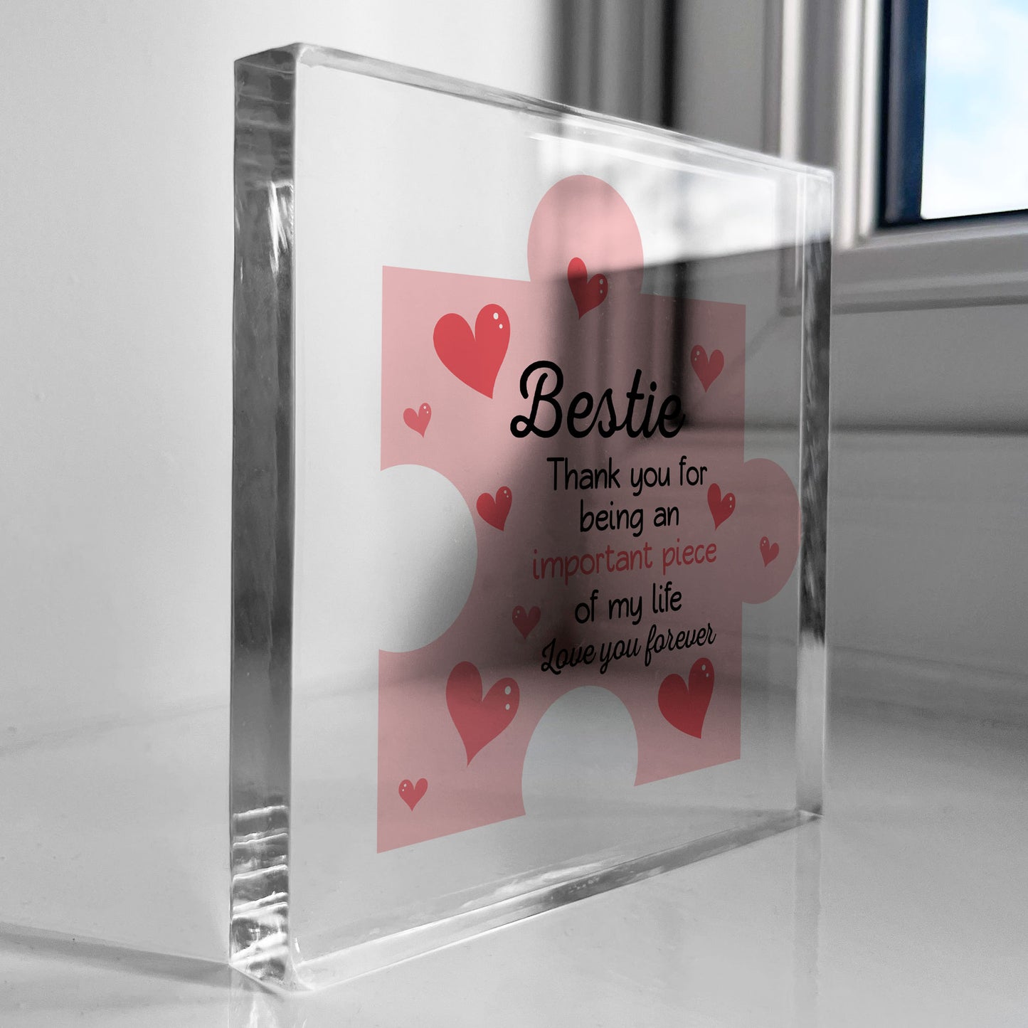 Acrylic Block Puzzle Piece For Bestie Love Hearts Cute