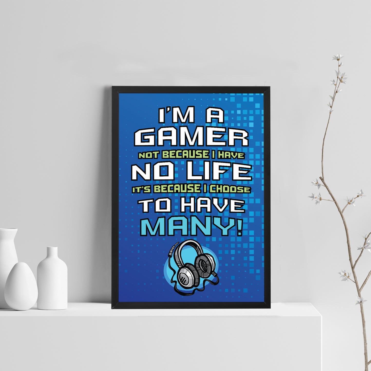 Framed Gaming Sign For Boys Bedroom Man Cave Gamer Gifts