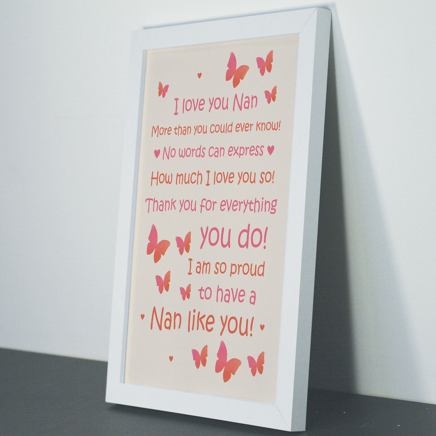 Nan Gift Home Plaque Grandparent Print Framed Keepsake THANK YOU