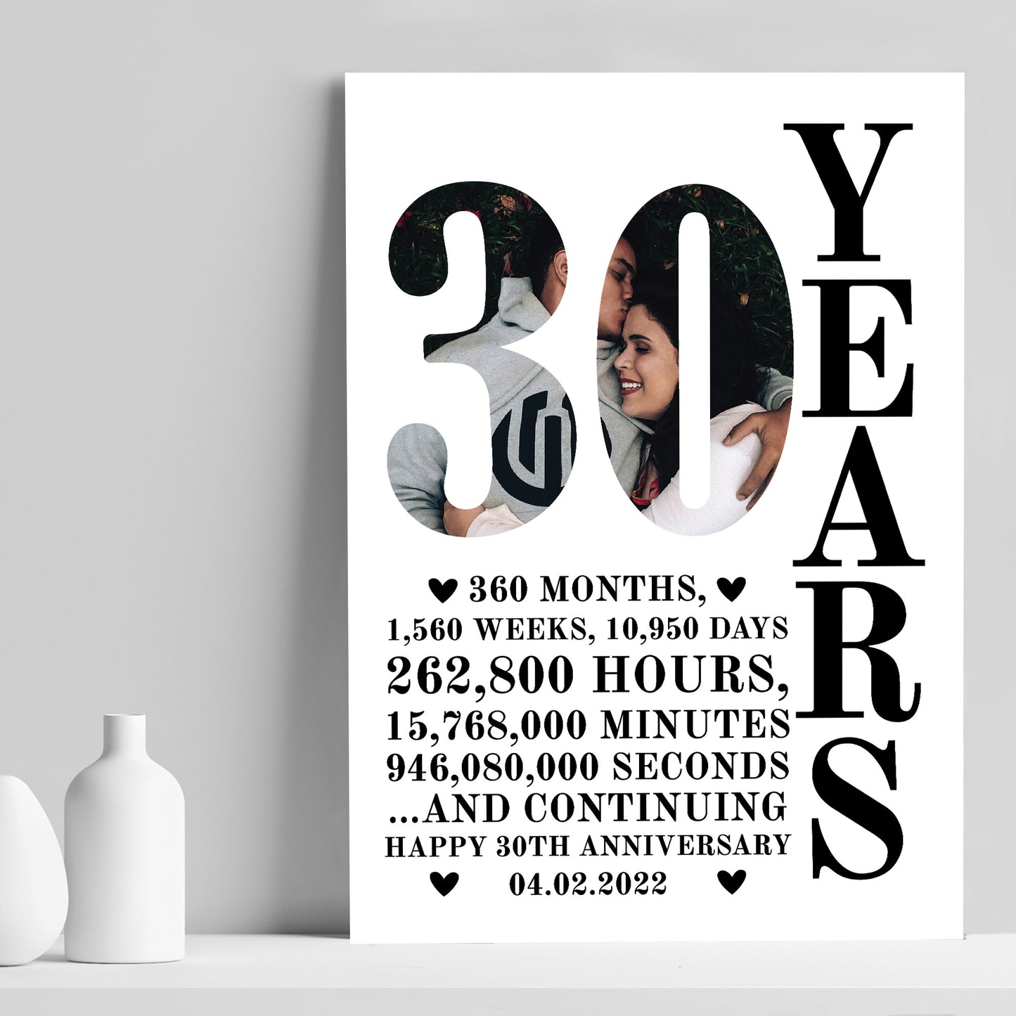 30th Anniversary Gift Print Personalised Photo Husband Wife