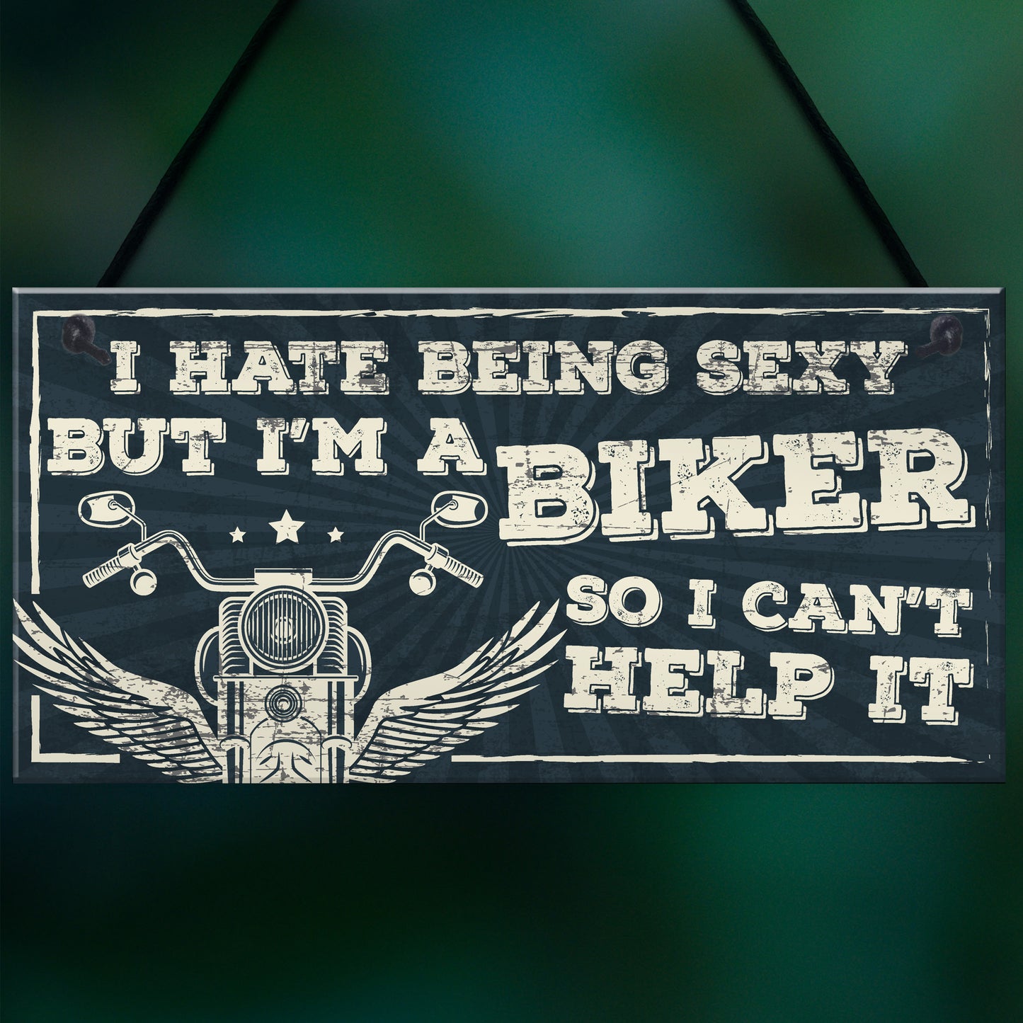 Motorbike Biker Hanging Plaque Man Cave Sign Gift For Men Dad