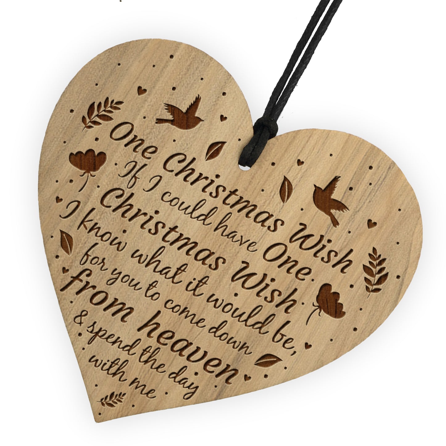 Beautiful Memorial Bauble Engraved Heart CHRISTMAS WISH