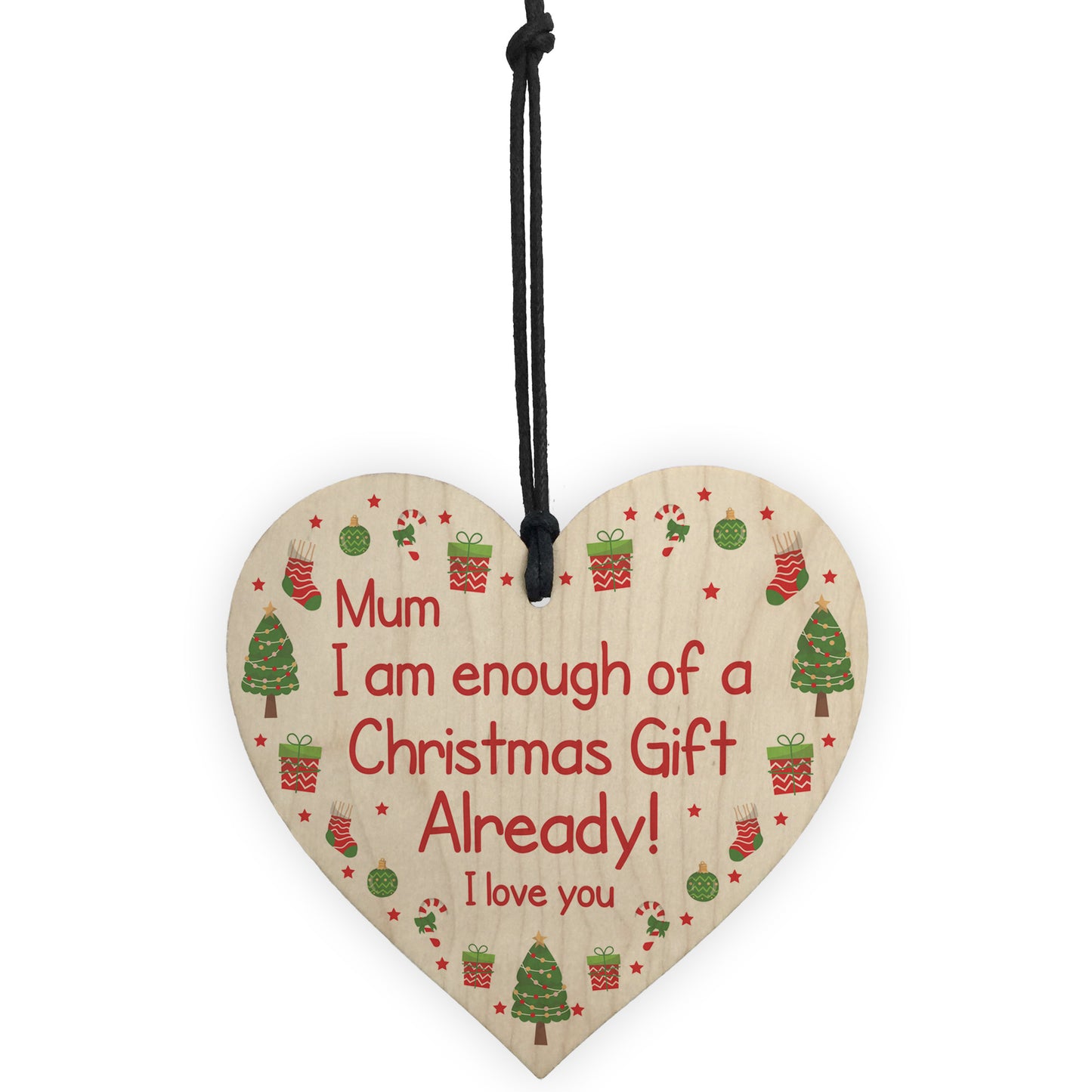 Funny Mum Christmas Gift From Daughter Son Novelty Wood Heart