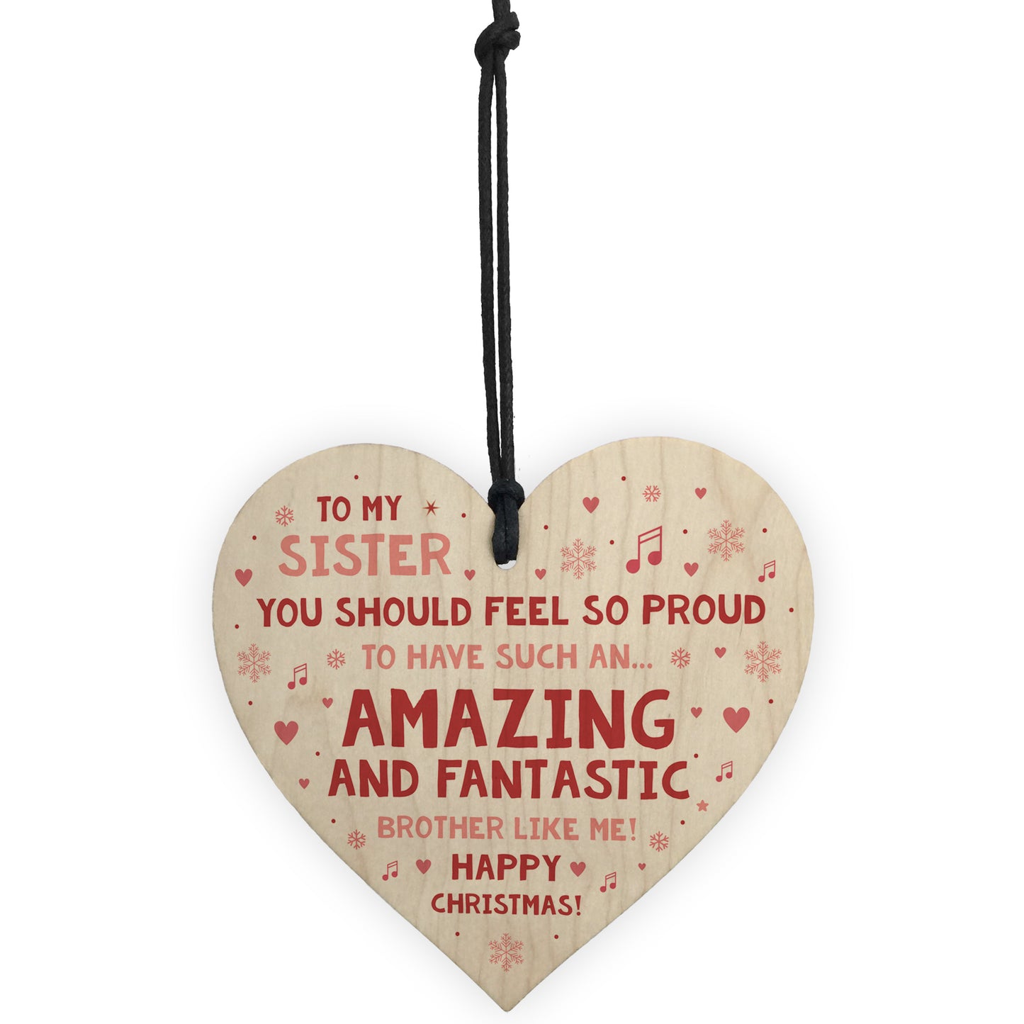Funny Christmas Gift For Sister Funny Christmas Card Wood Heart