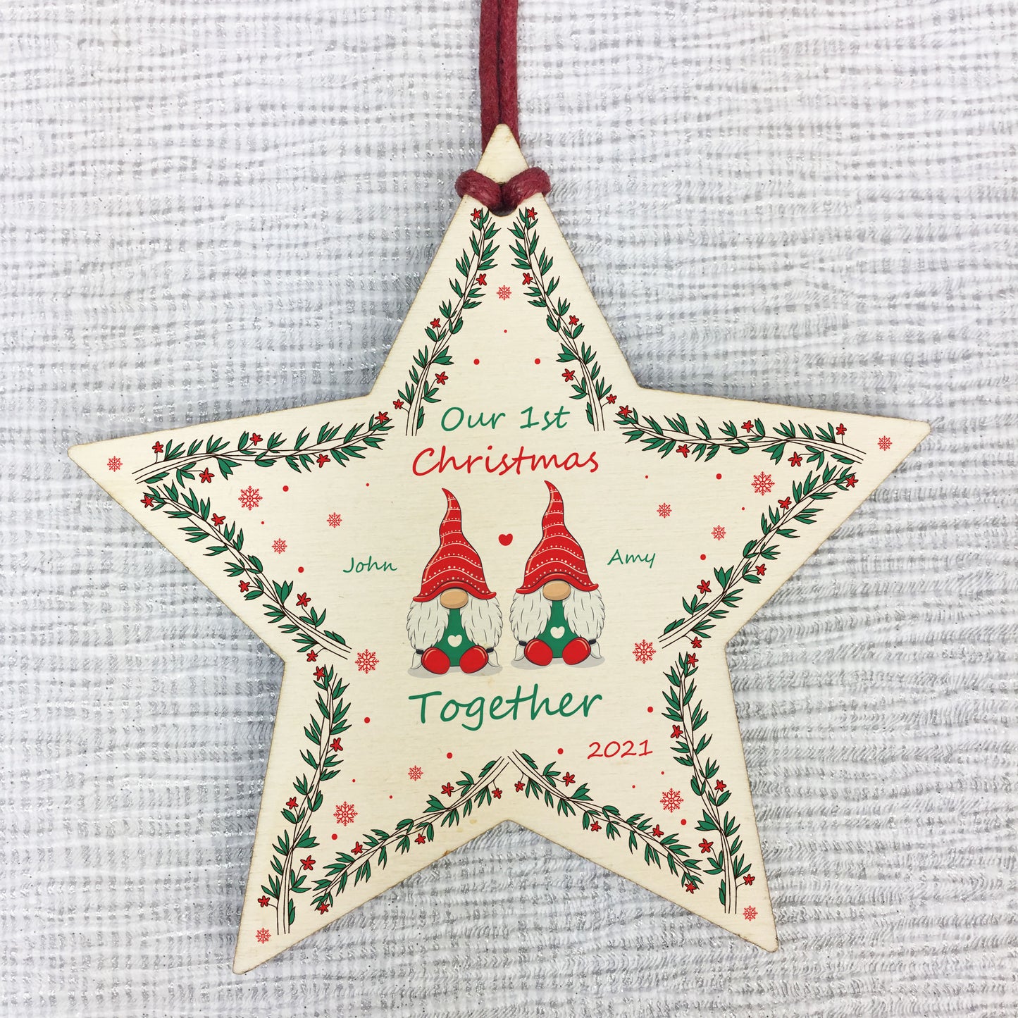 Our 1st Christmas Together Personalised Star Tree Decoration