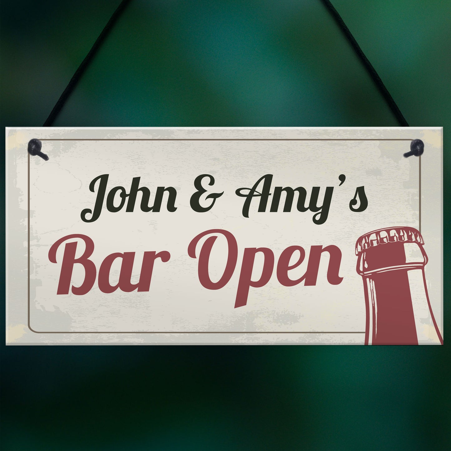 PERSONALISED Bar Open Home Bar Hanging Sign Man Cave Beer