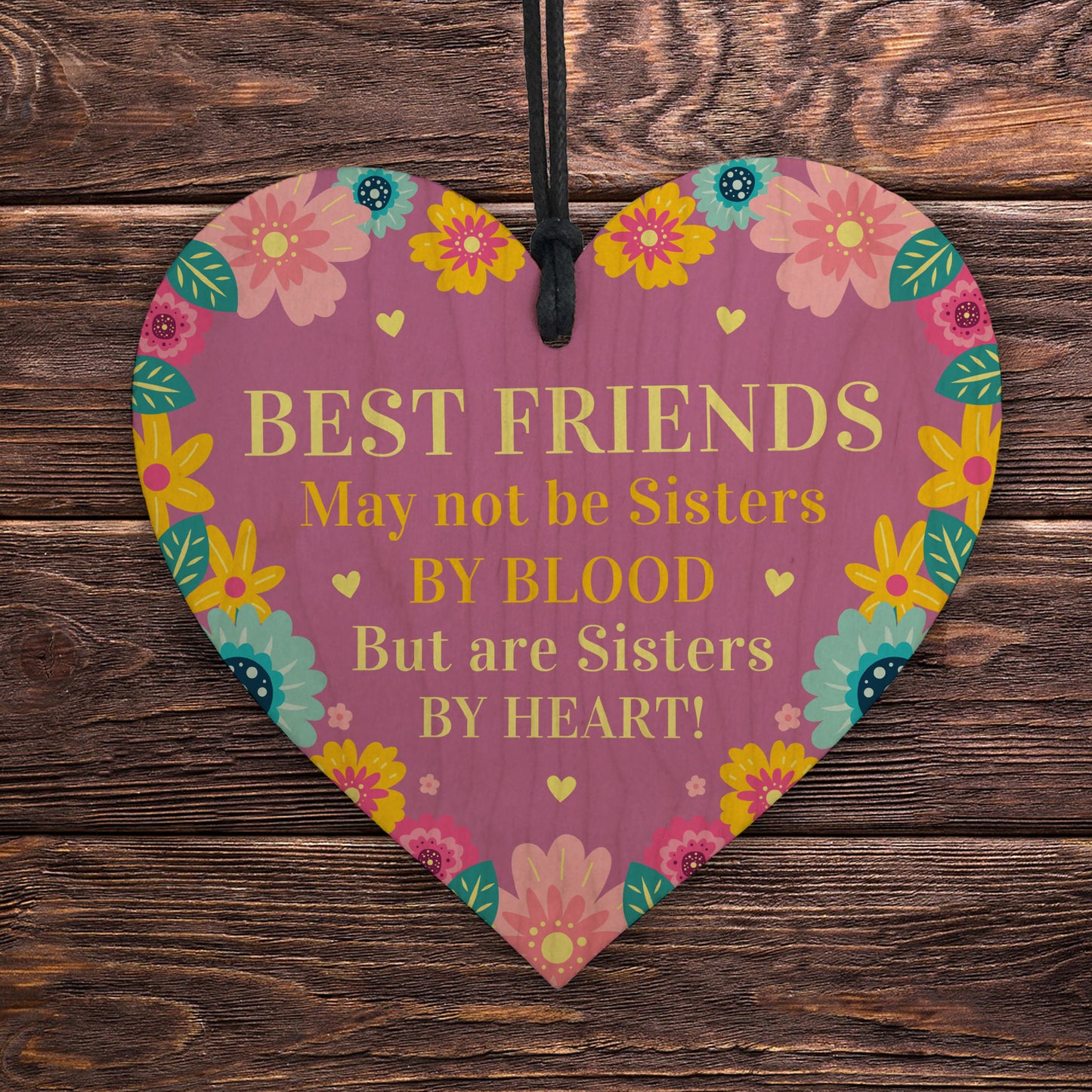 Best Friends Wooden Friendship Hanging Heart Birthday Friend